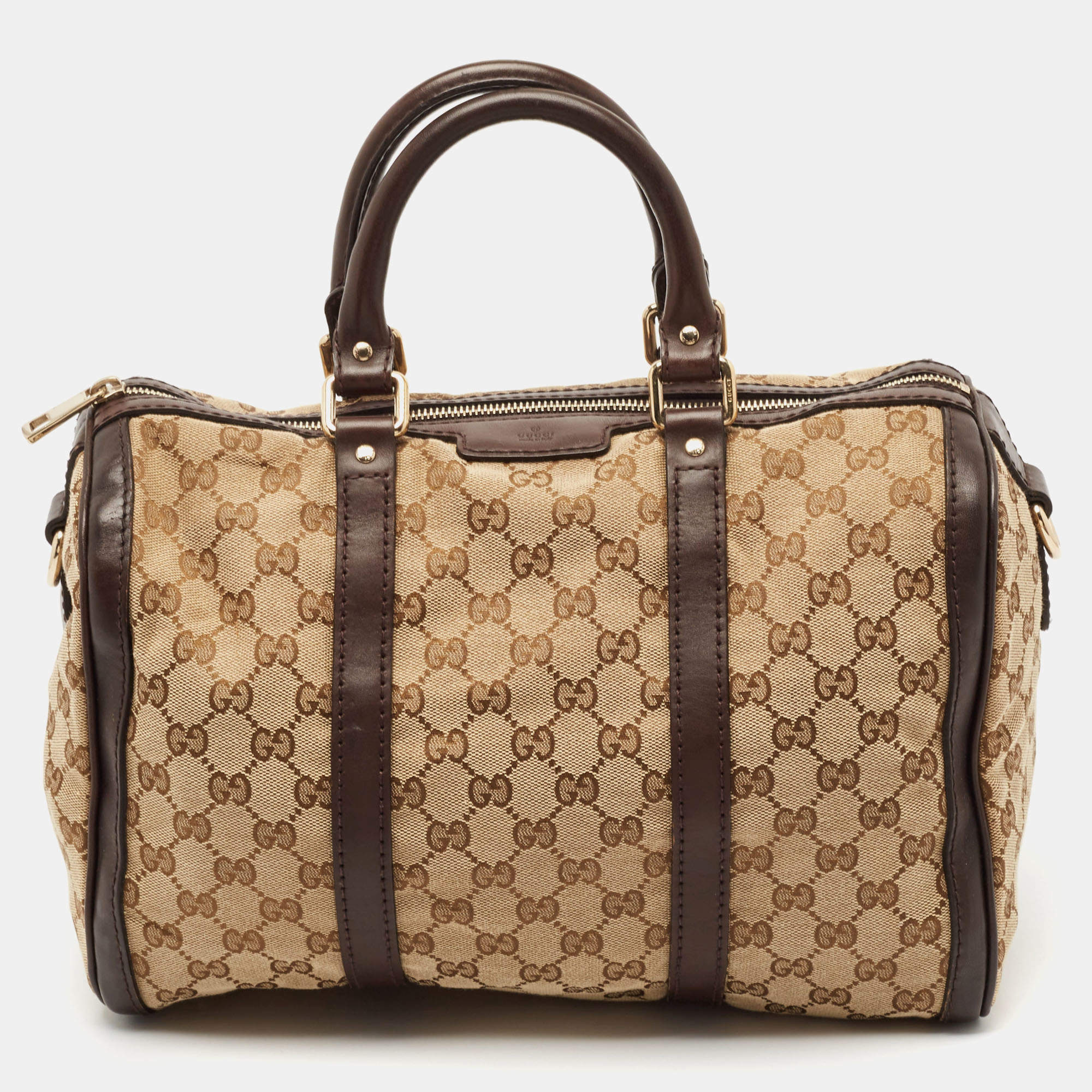 Gucci Beige/Brown GG Canvas and Leather Medium Joy Boston Bag