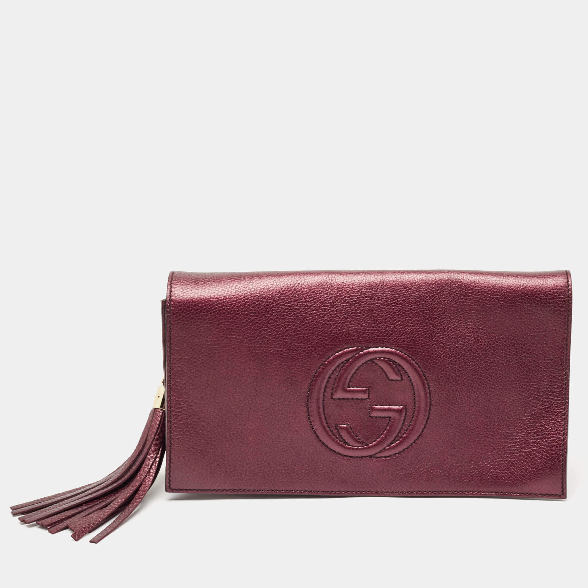 Gucci Metallic Purple Leather Soho Disco Clutch