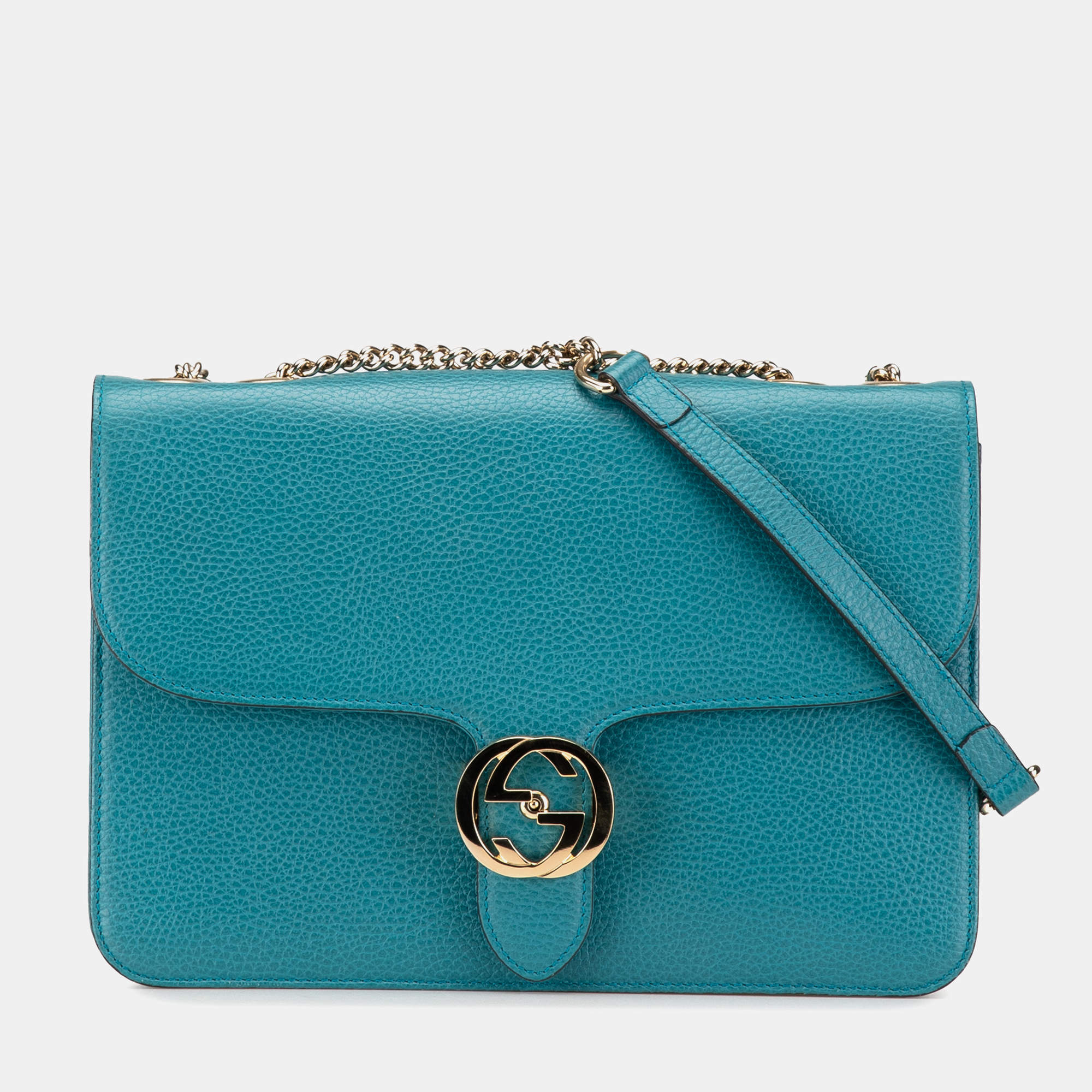 Gucci Blue Medium Dollar Calfskin Interlocking G Crossbody Bag