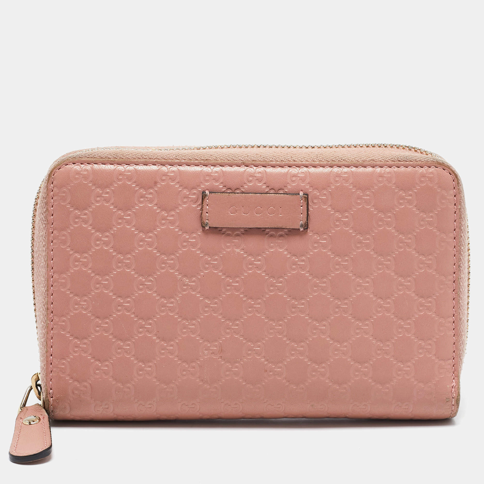 Gucci Dusty Pink Microguccissima Leather Zip Around Wallet