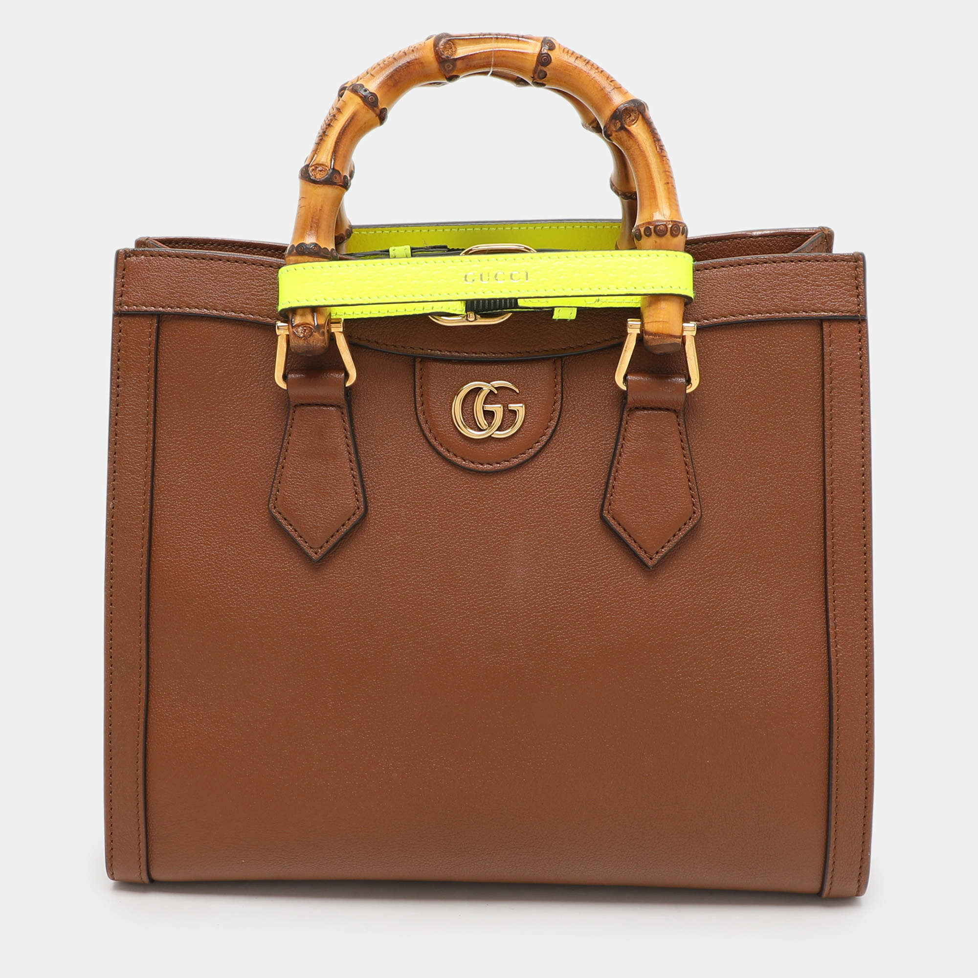 Gucci Brown Leather Small Bamboo Diana Tote