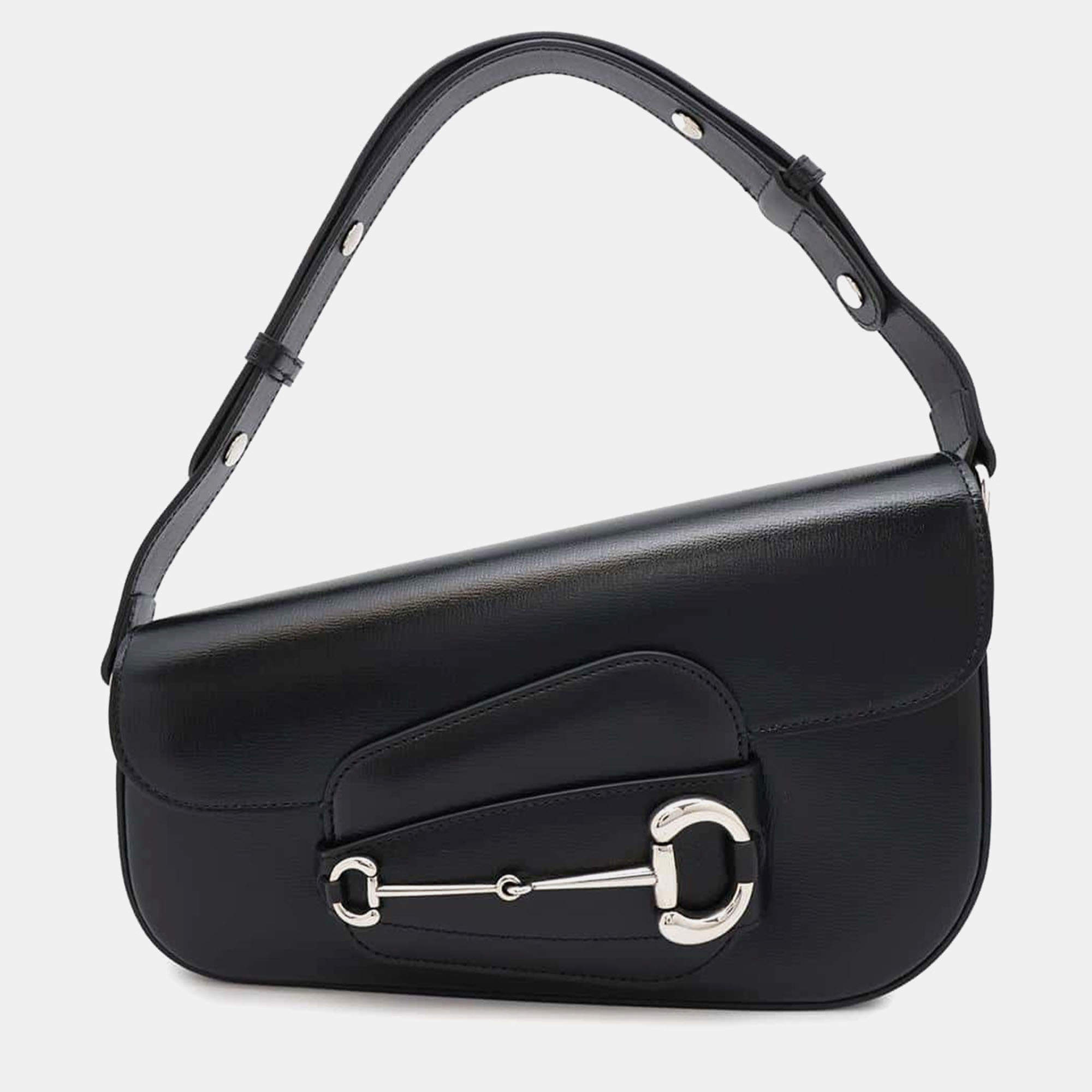 Gucci Black Leather Small Horsebit 1955 Shoulder Bag 