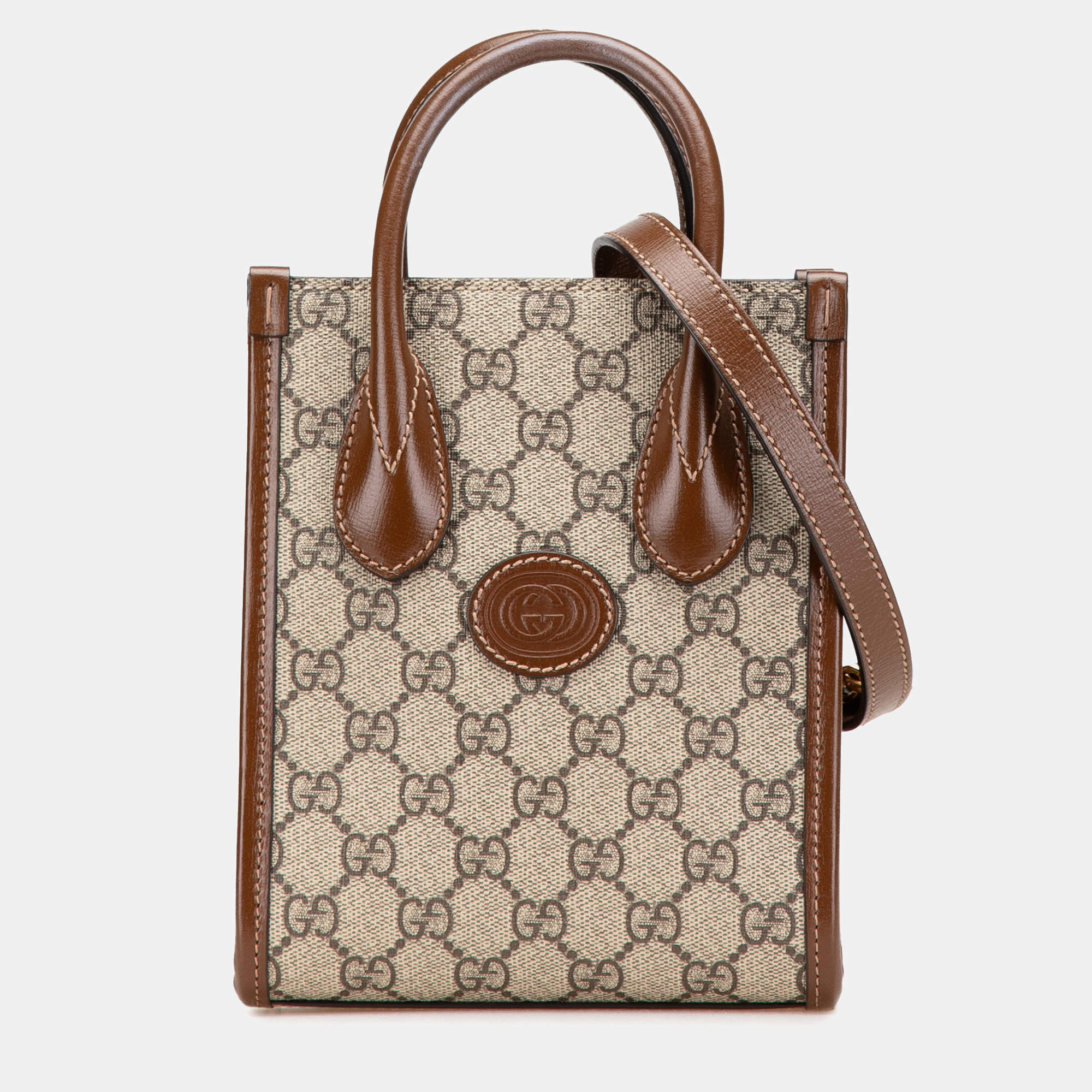 Gucci Beige/Brown Mini GG Supreme Interlocking G Satchel Bag