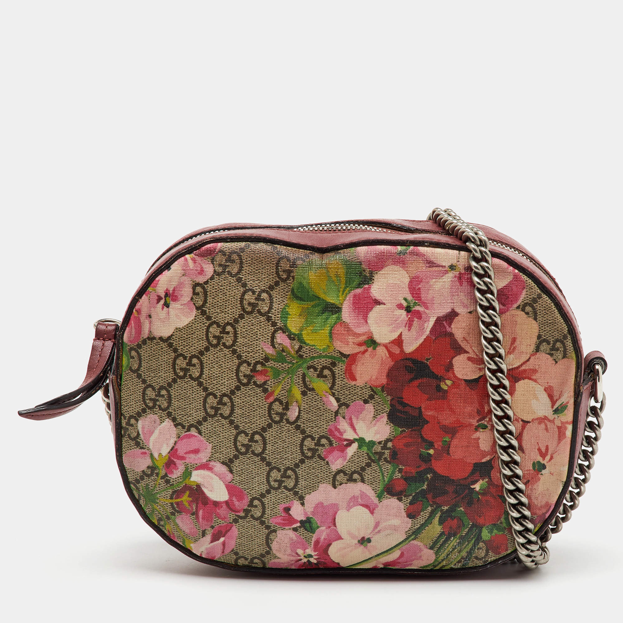 Gucci Multicolor GG Supreme Blooms Canvas and Leather Mini Chain Crossbody Bag
