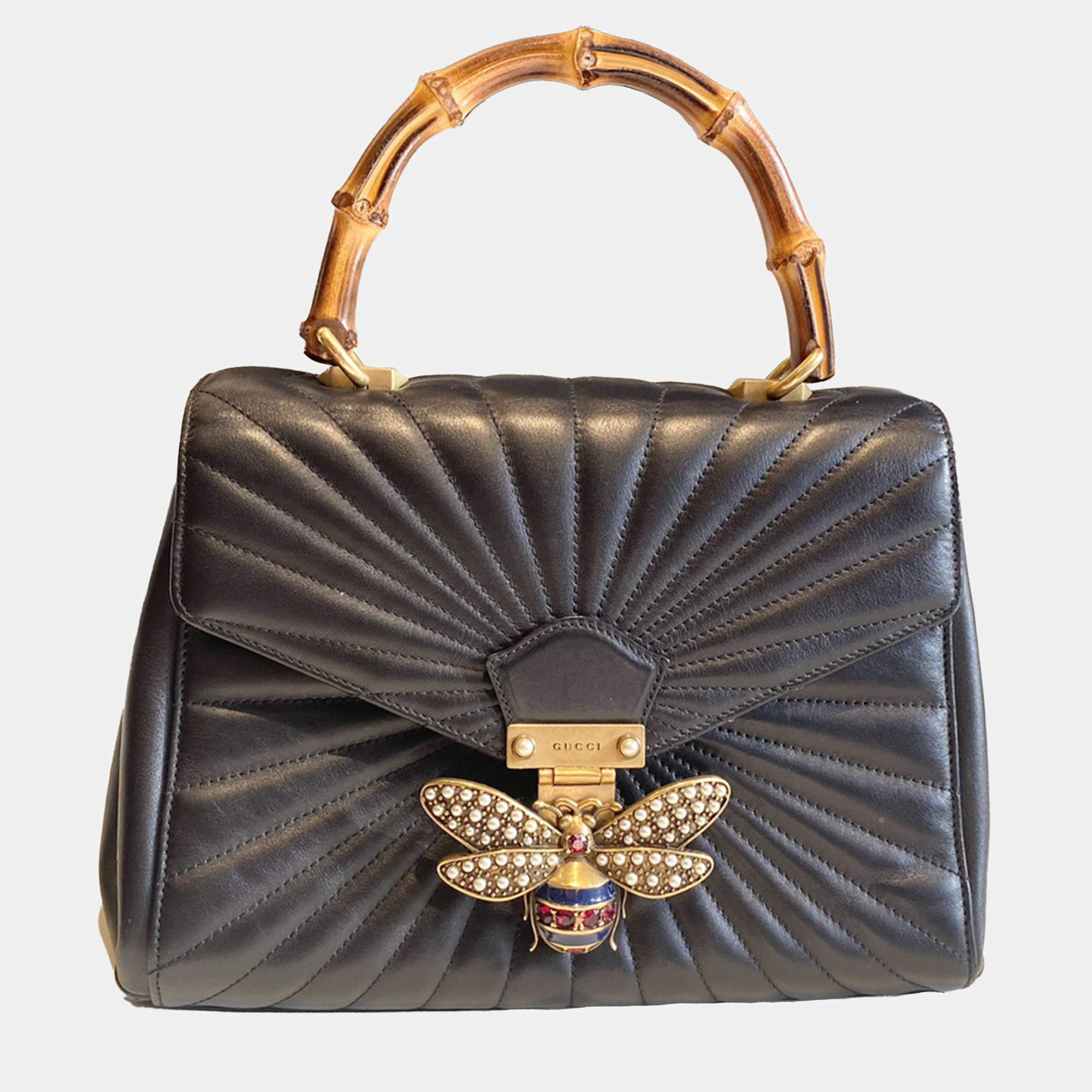 Gucci Black Leather Queen Margaret Top Handle Bag