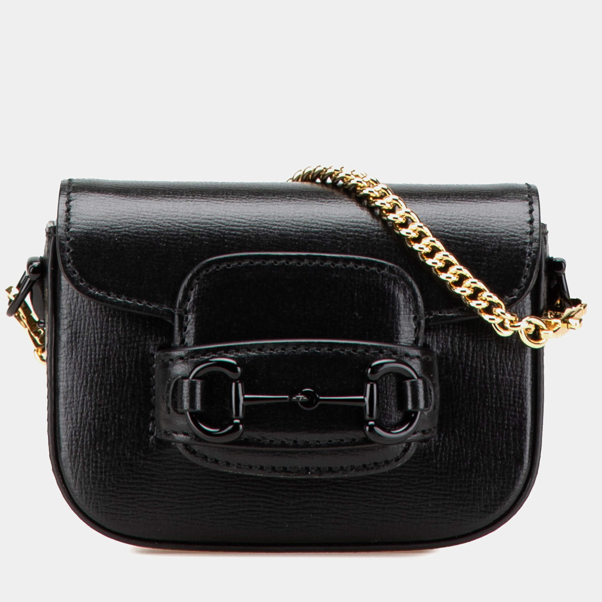 Gucci Black Mini Web Leather 1955 Horsebit Satchel Bag