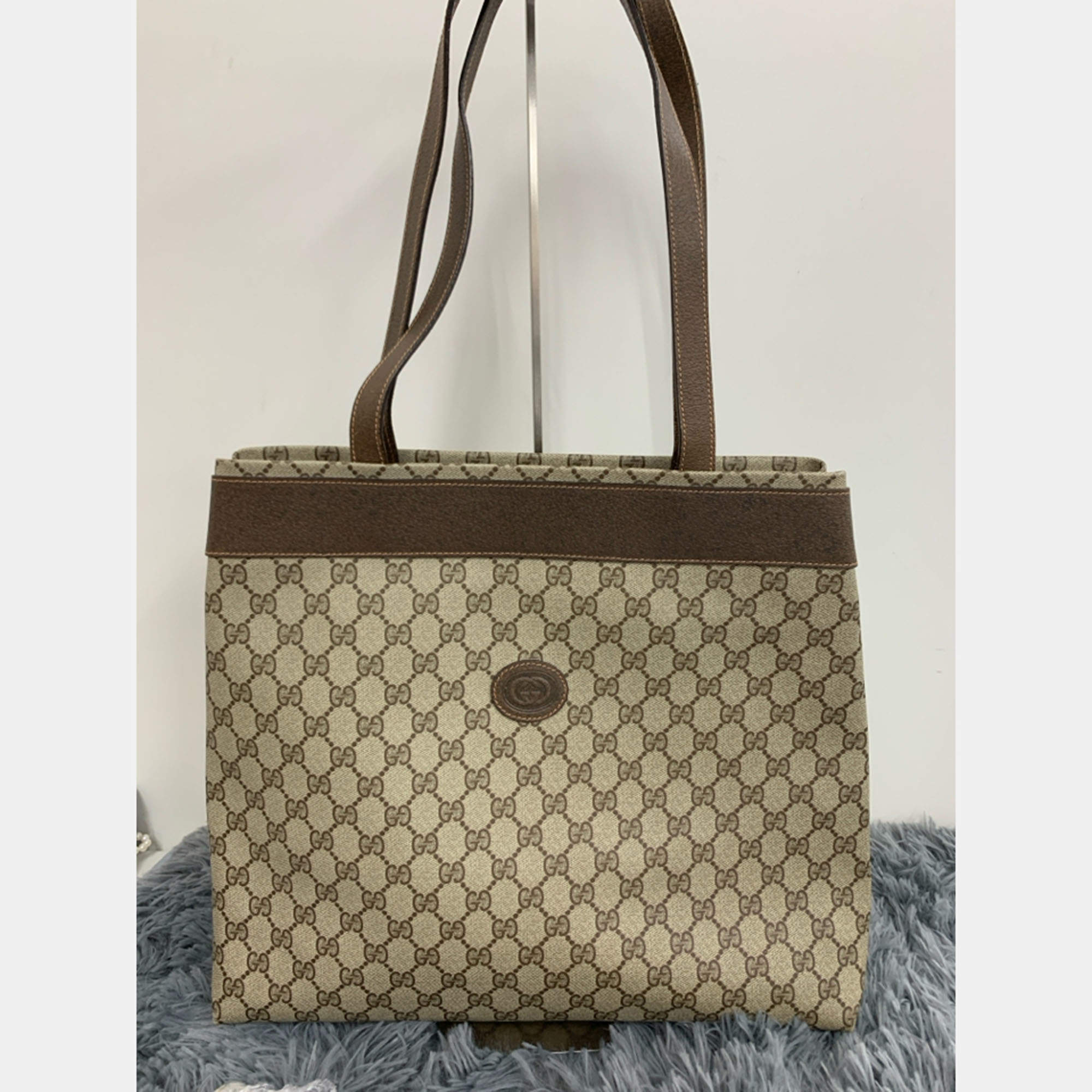 Gucci Brown Gg Supreme Canvas Shouler Tote Bag