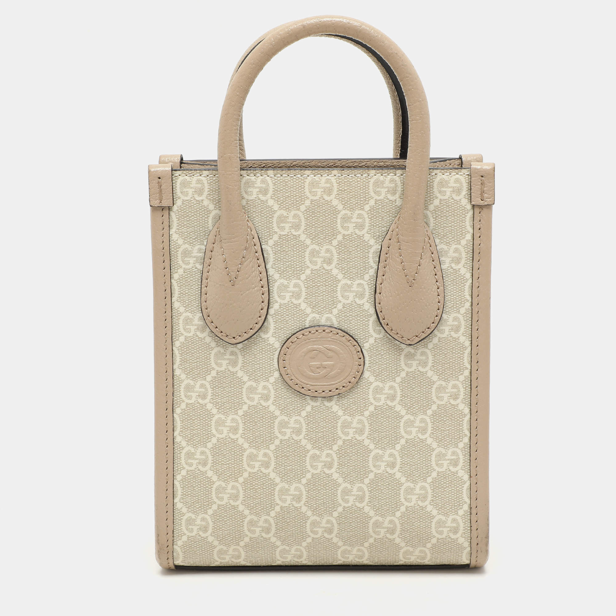 Pre Owned Gucci Beige GG Supreme Canvas Interlocking G Tote