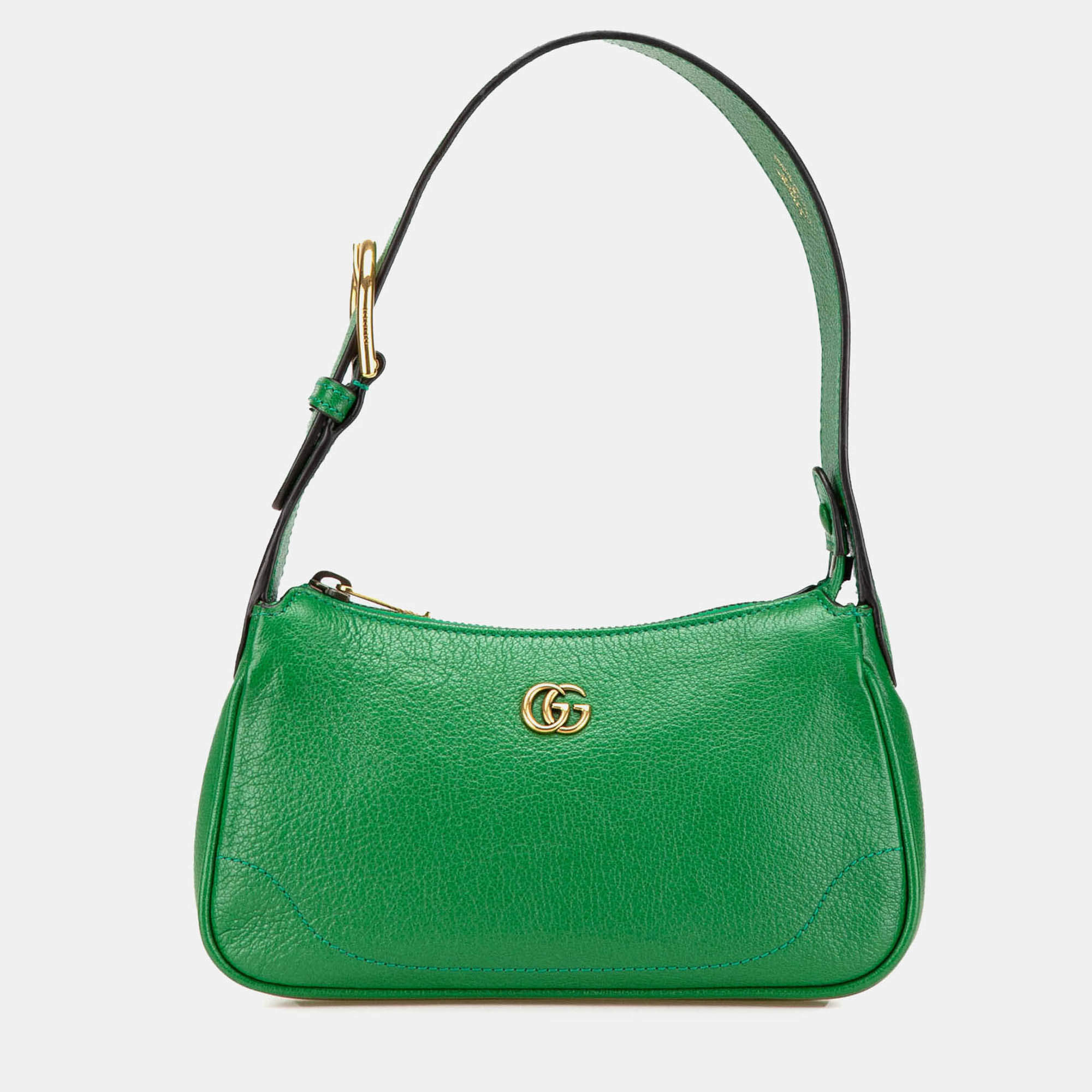 Gucci Green Leather Aphrodite Mini Shoulder Bag