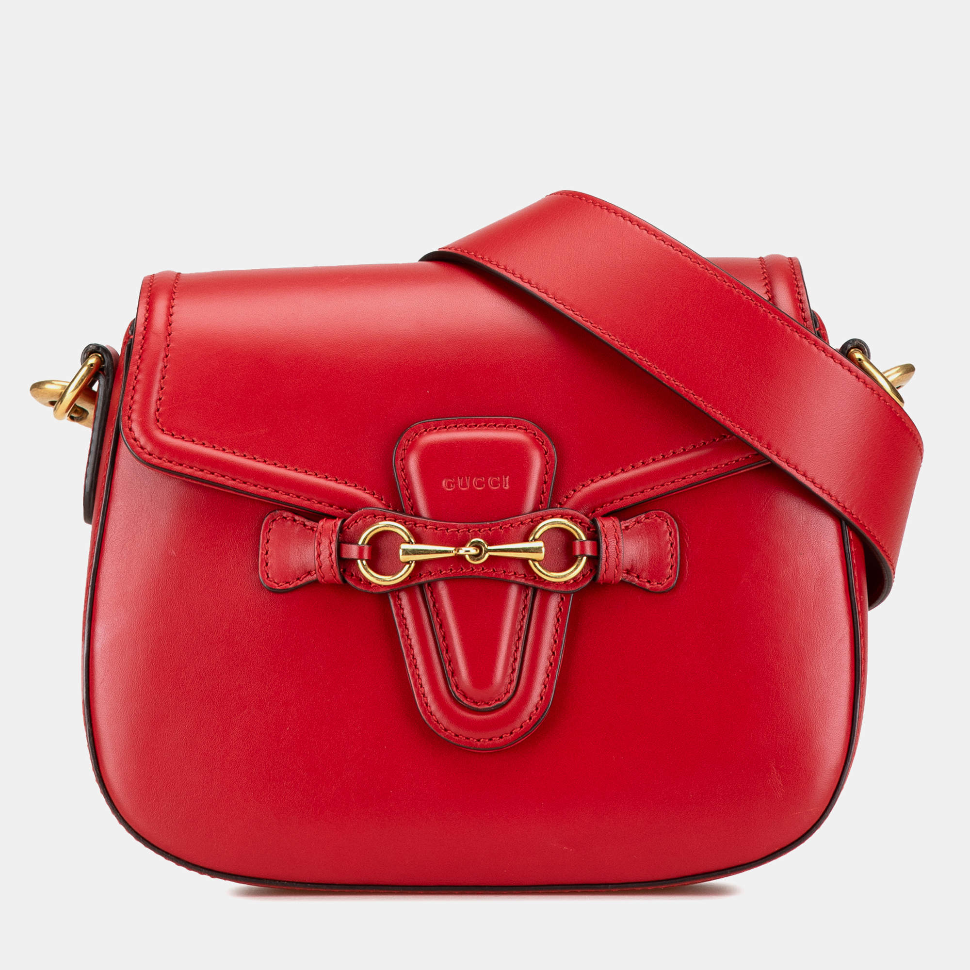 Gucci Red Medium Leather Lady Web Crossbody