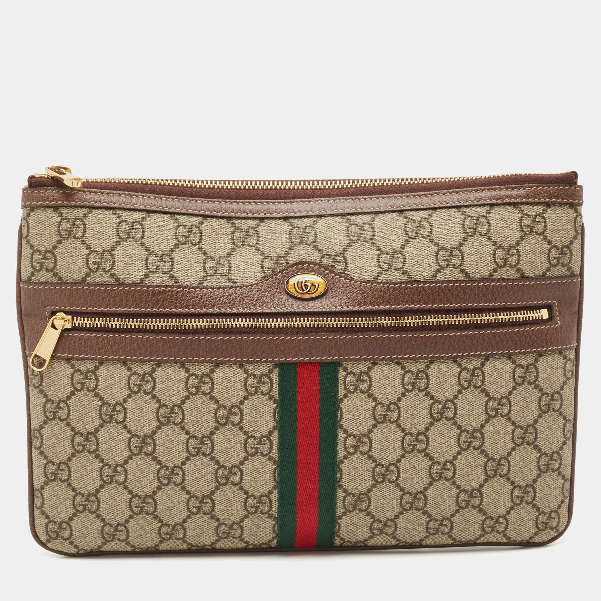 Gucci Brown/Beige GG Supreme Canvas Ophidia Pouch