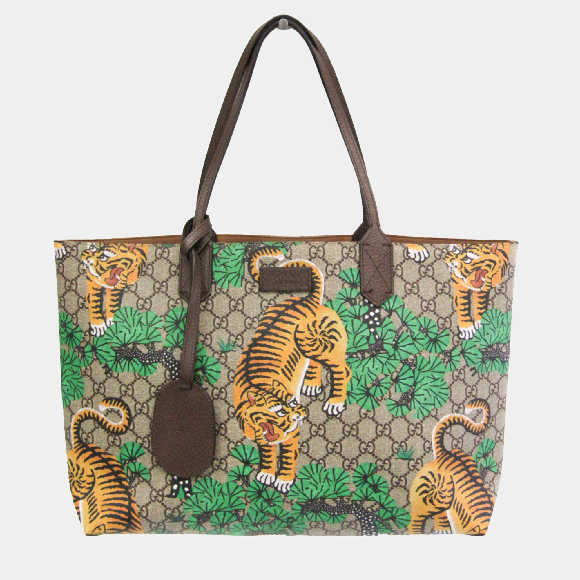 Gucci GG Supreme Leather Tiger Tote Bag