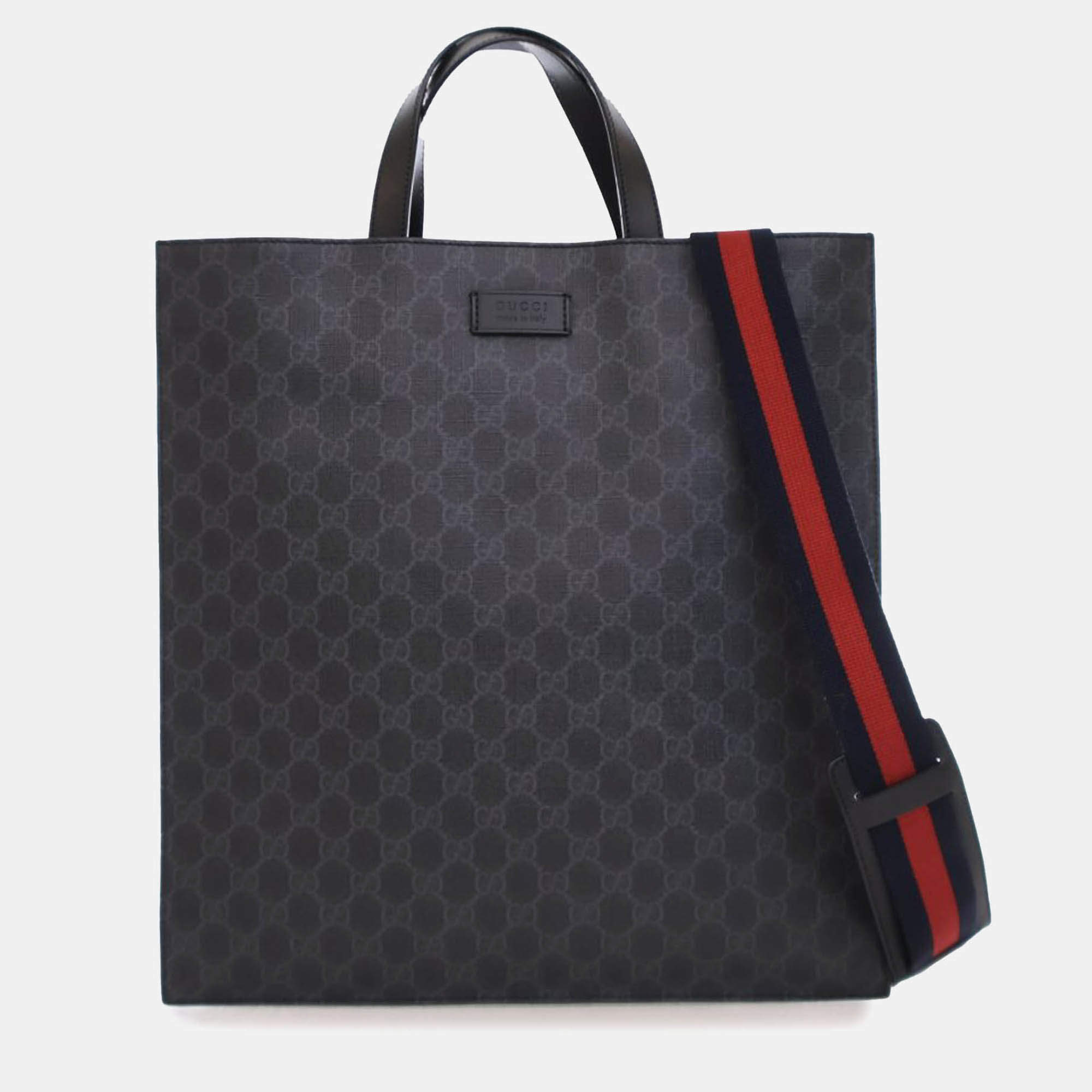 Gucci Black GG Supreme Convertible Soft Tote