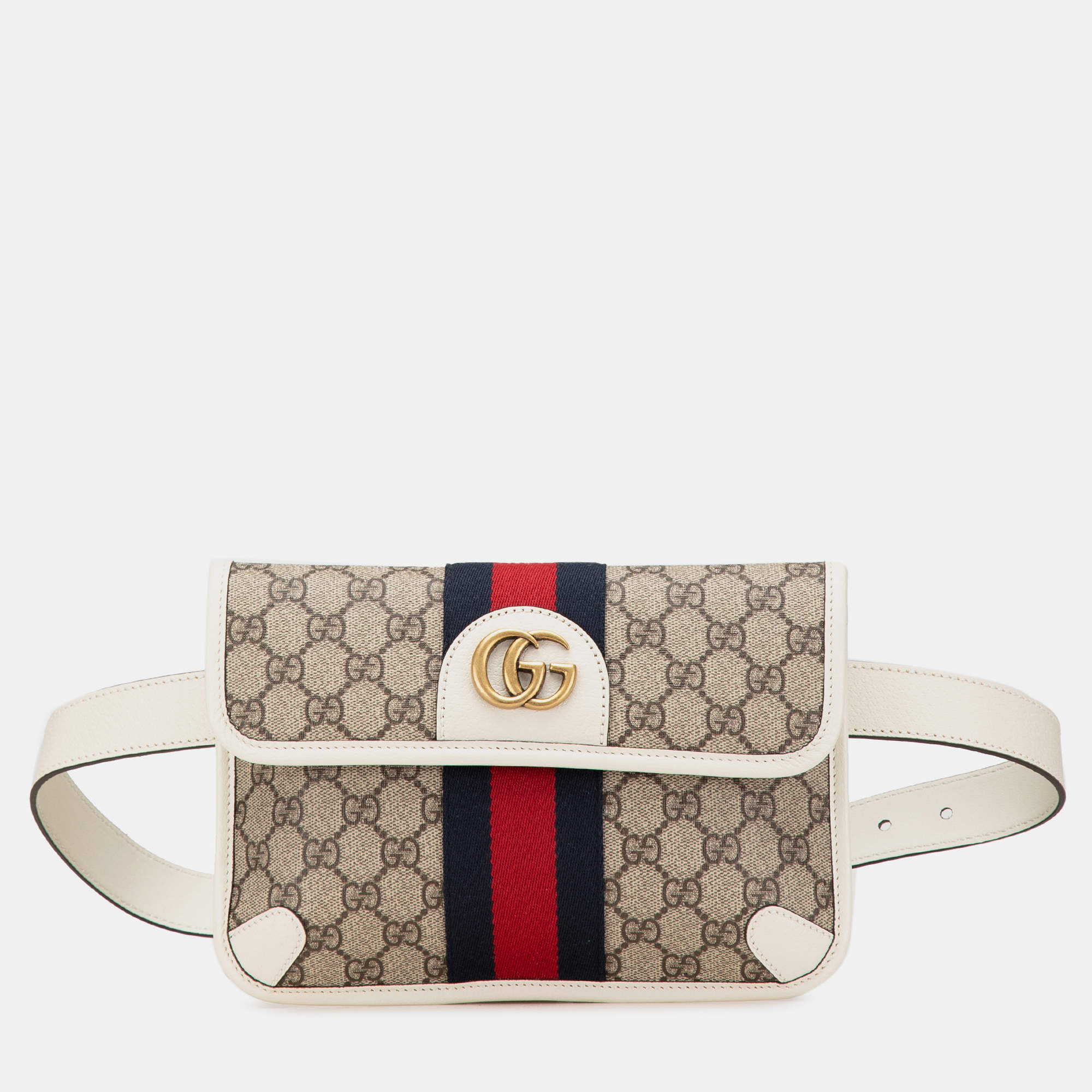 Gucci Beige Brown GG Supreme Ophidia Belt Bag