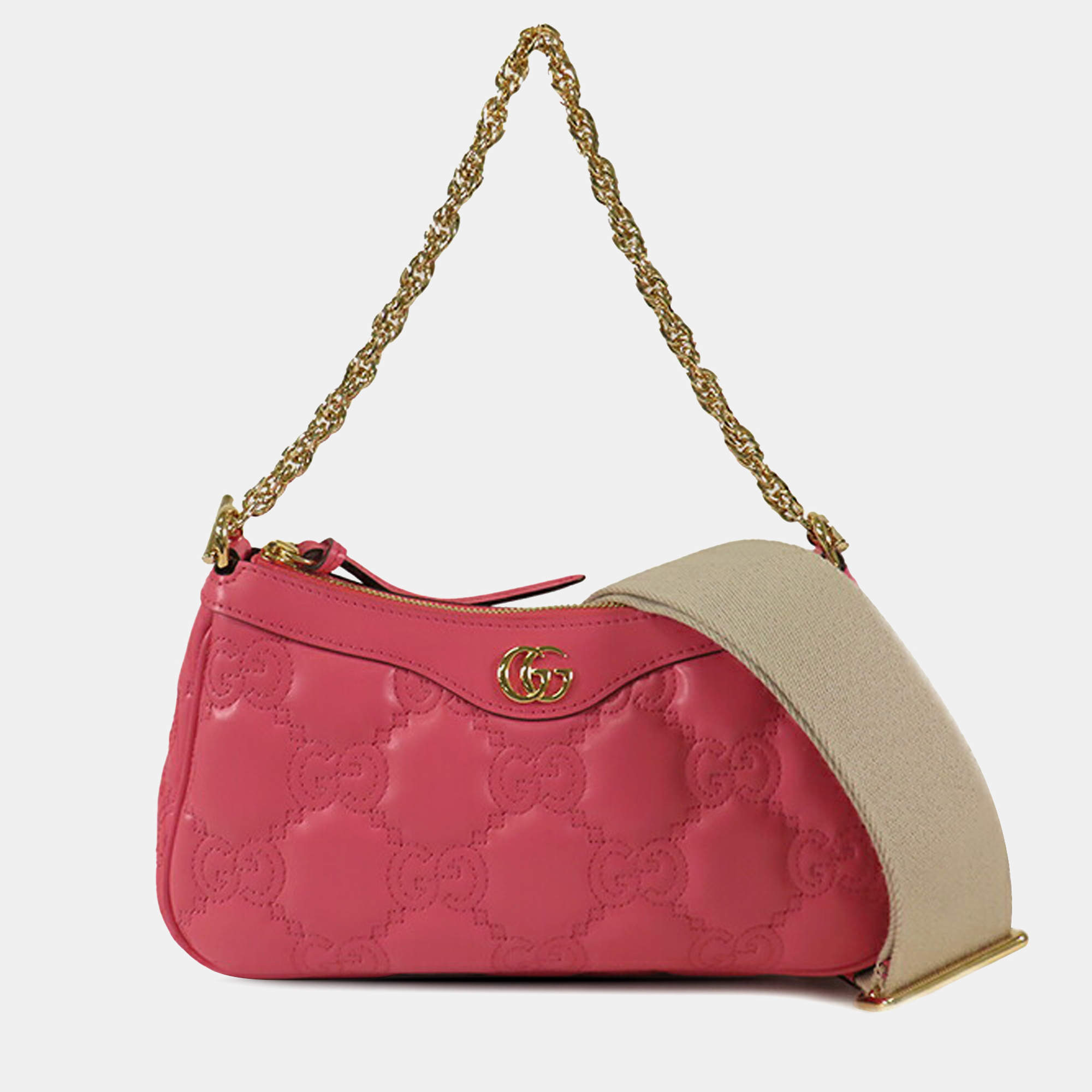 Gucci Red Small GG Matelasse Shoulder Bag