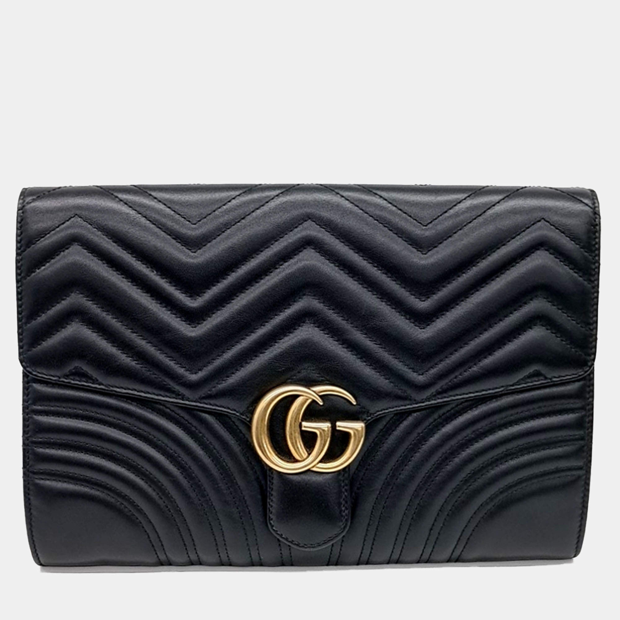 Gucci Black Leather Marmont Clutch