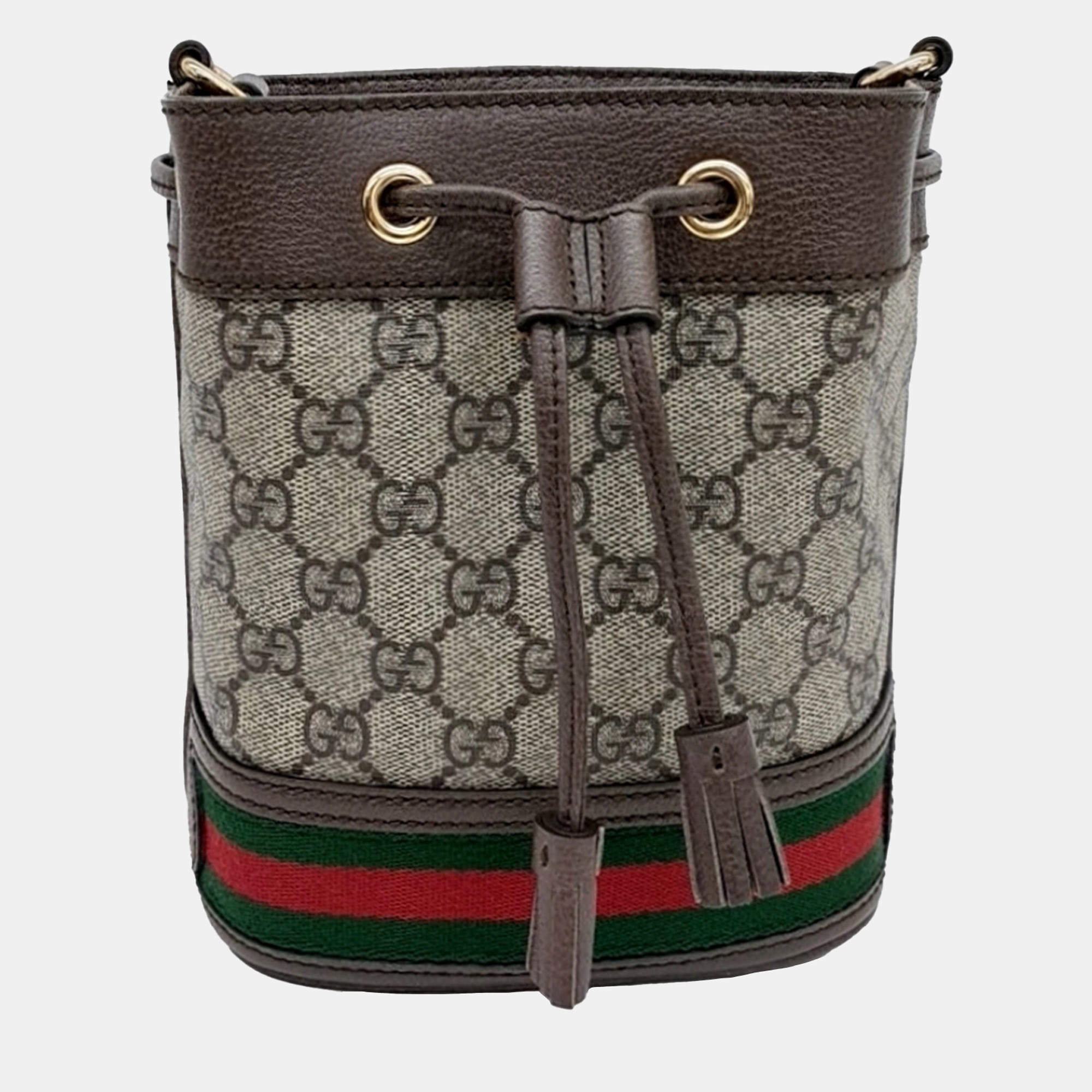 Gucci Beige Fabric Ophidia mini bucket bag