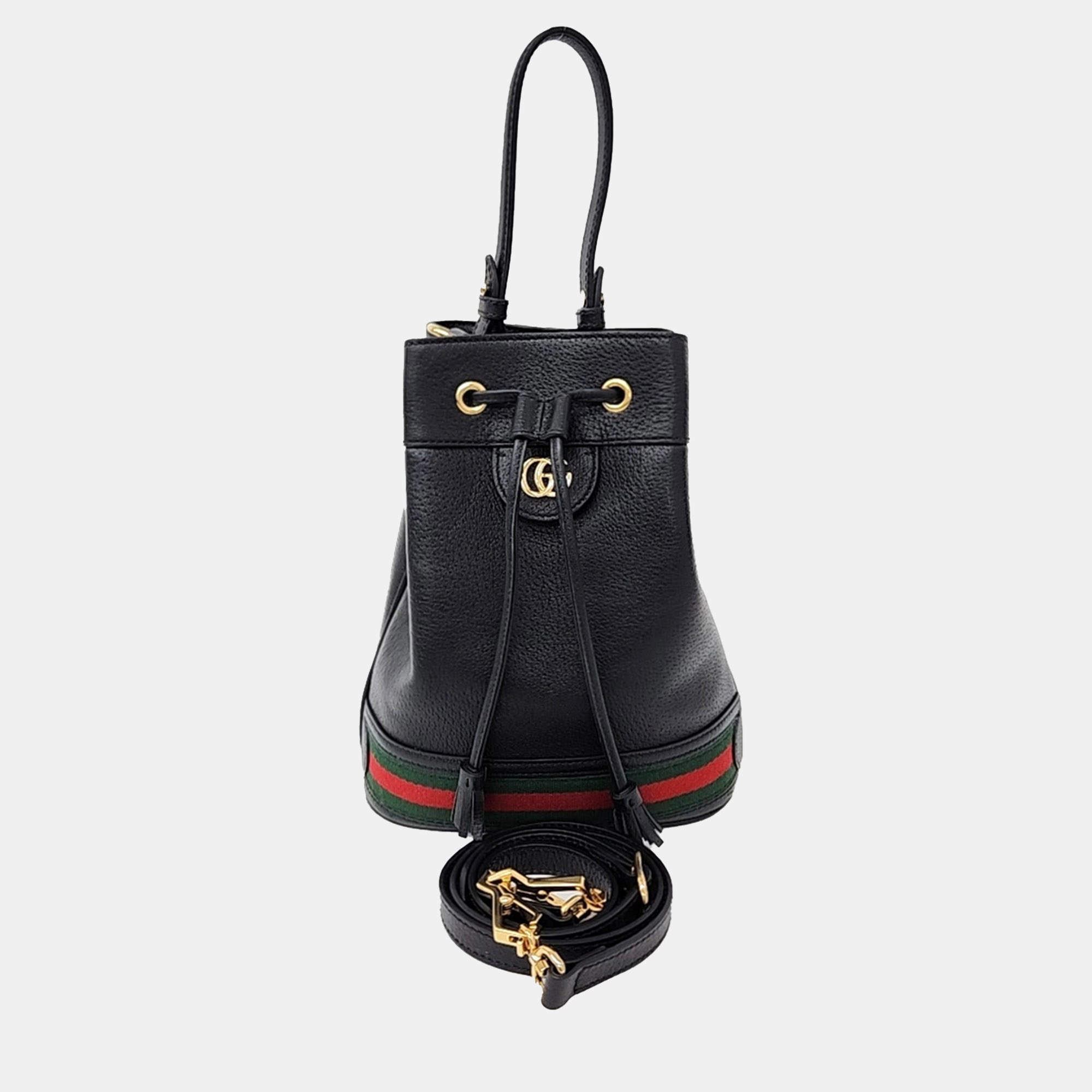 Gucci Black Leather Ophidia small bucket bag