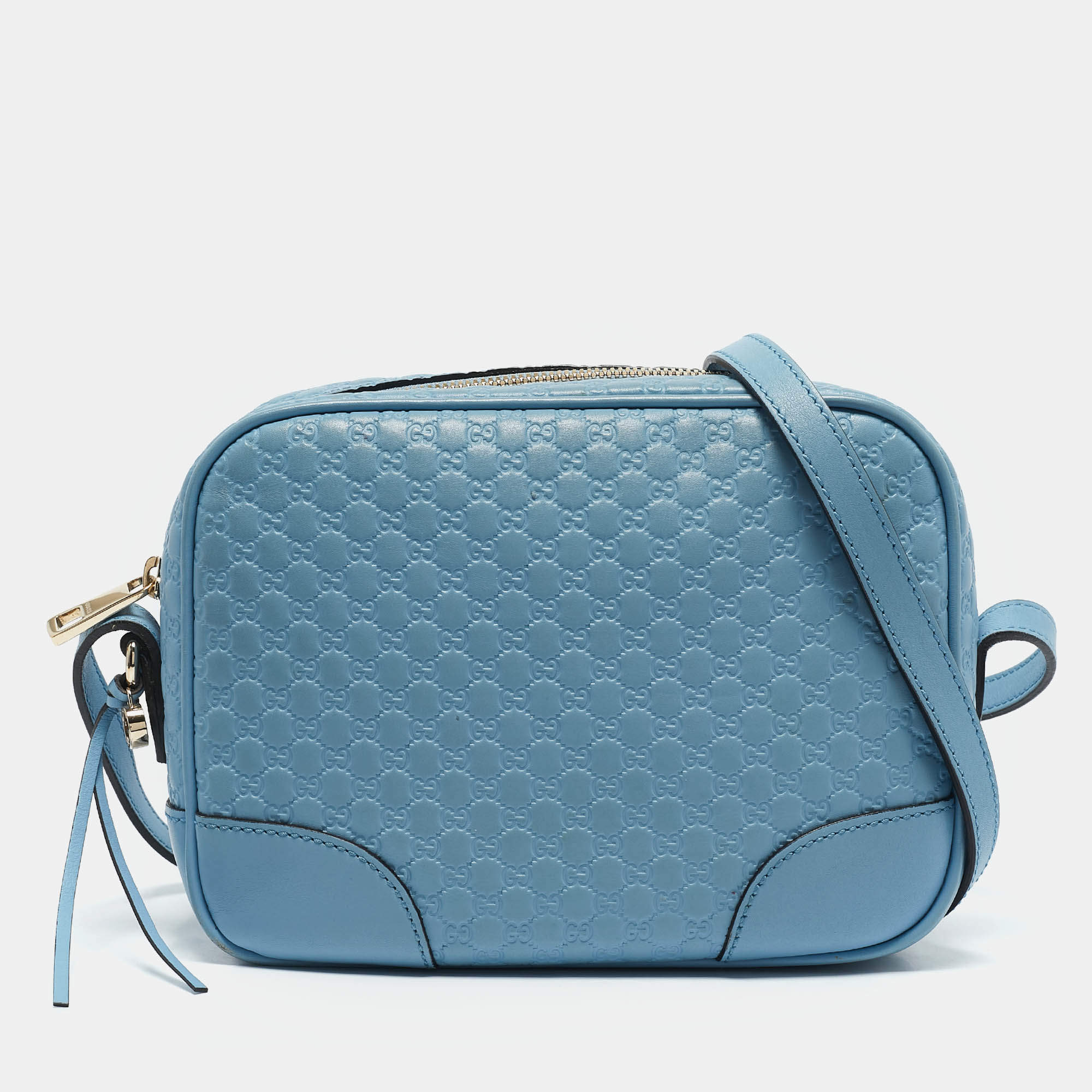 Gucci Light Blue Microguccissima Leather Bree Crossbody Bag