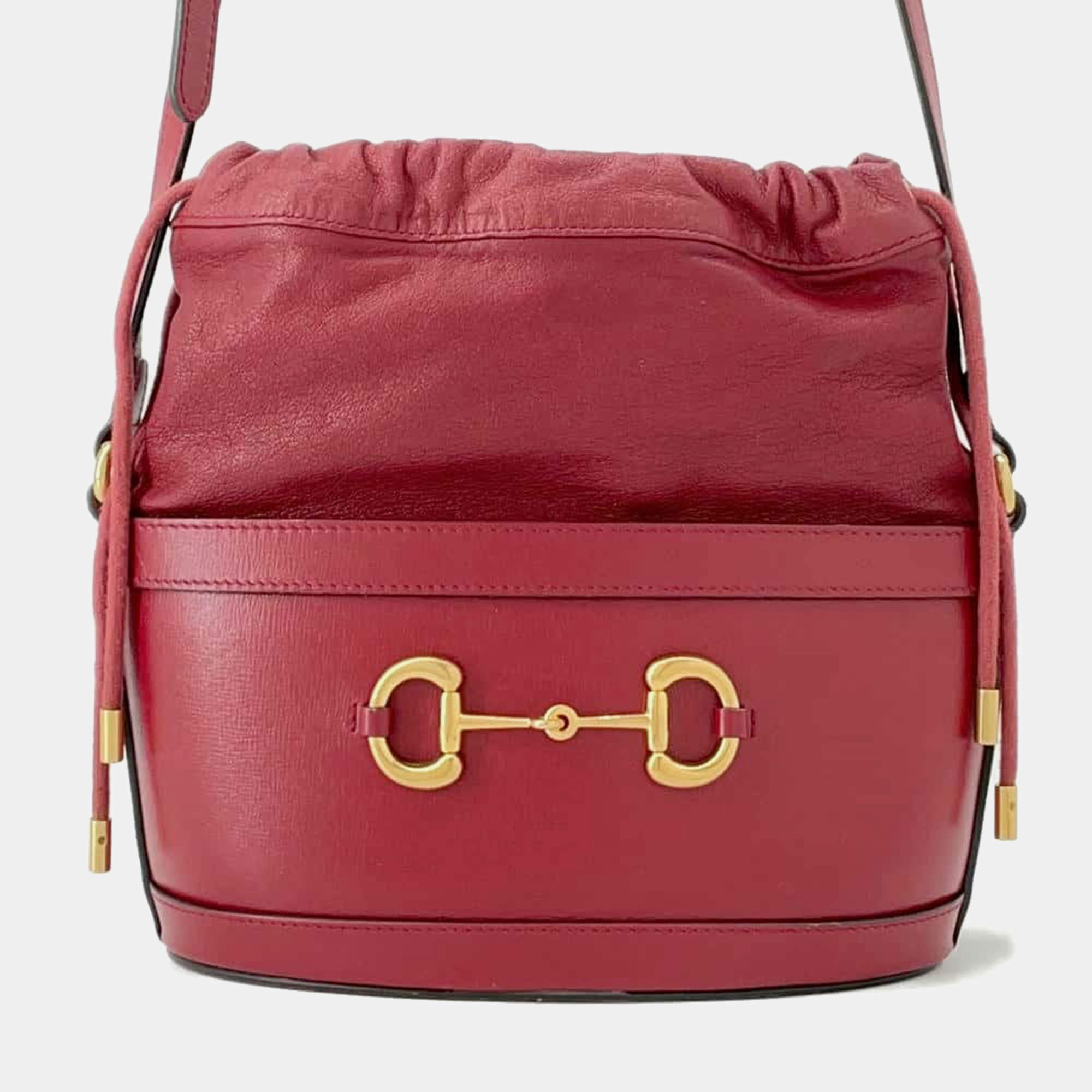 Gucci Horsebit 1955  Red Leather Bucket Bag