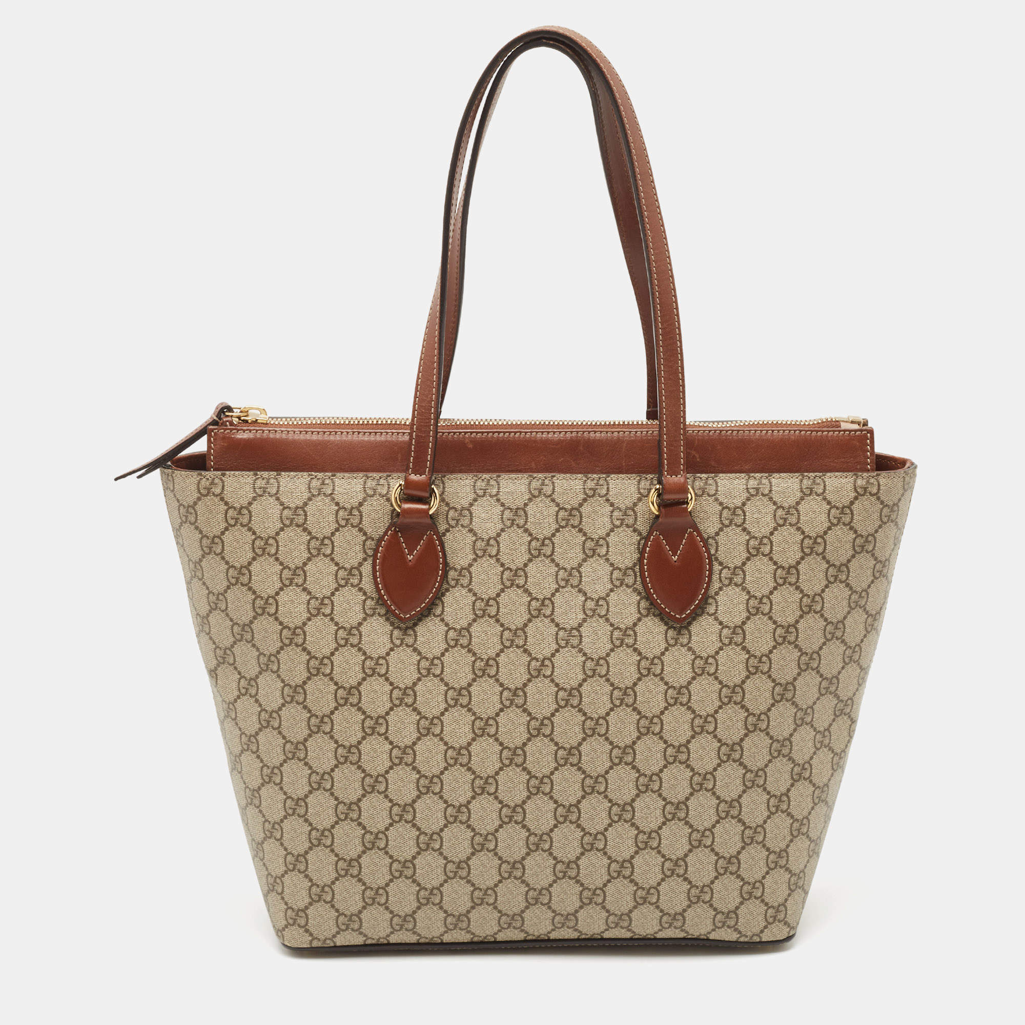 Gucci Brown/Beige GG Supreme Canvas Medium Tote