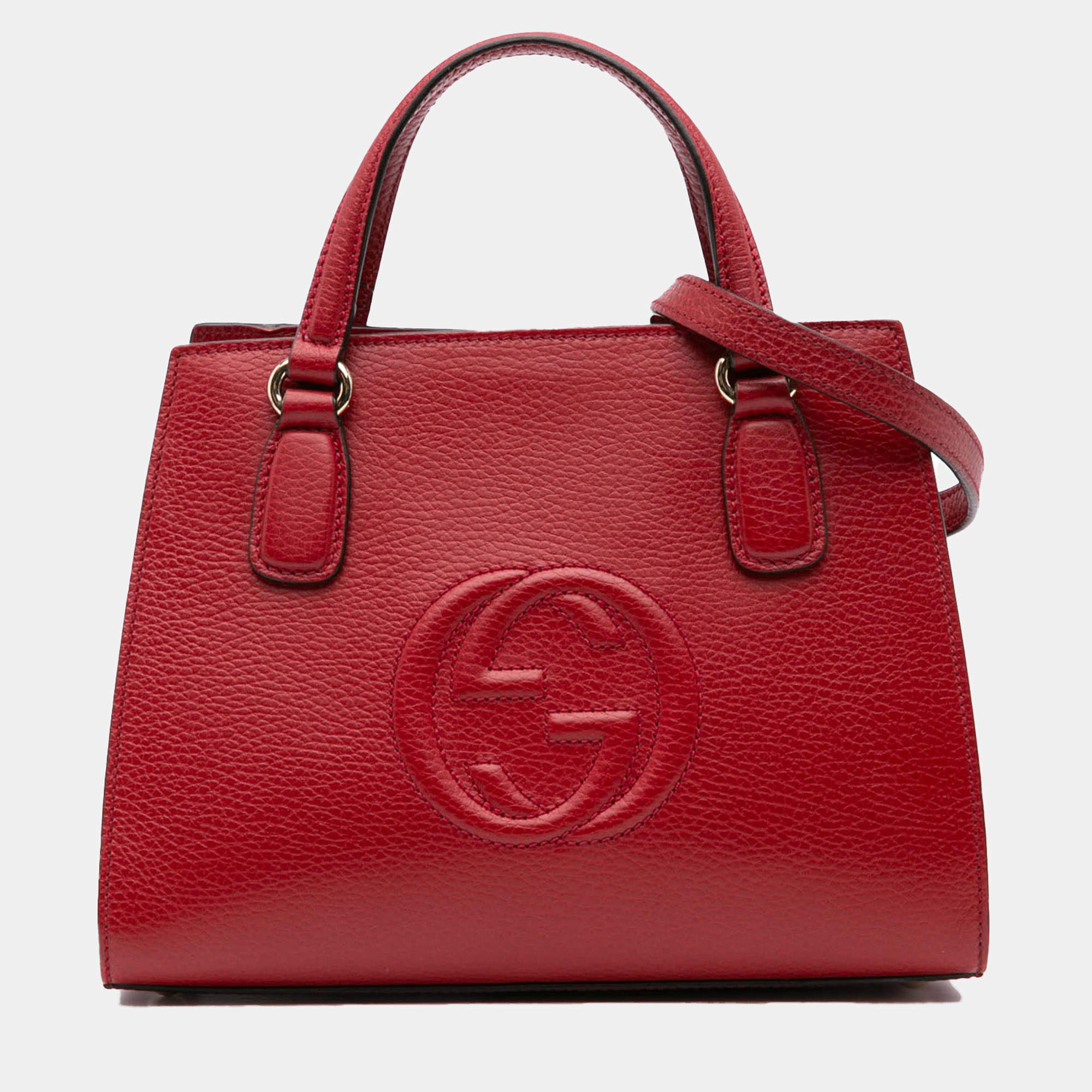 Gucci Red Medium Dollar Calf Soho Top Handle Convertible Tote