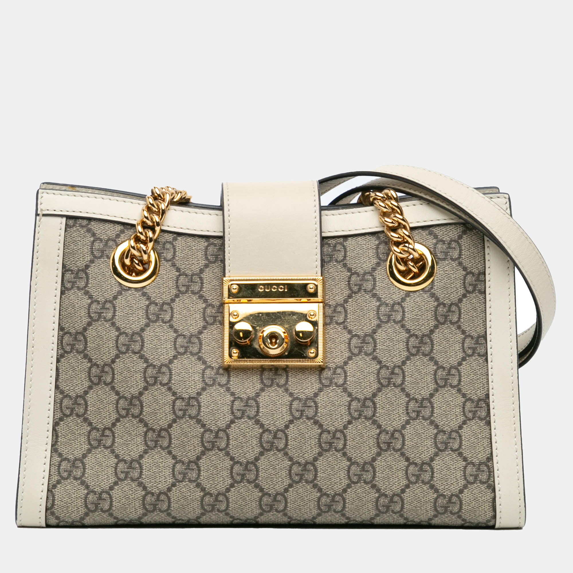 Gucci Beige Small GG Supreme Padlock Tote