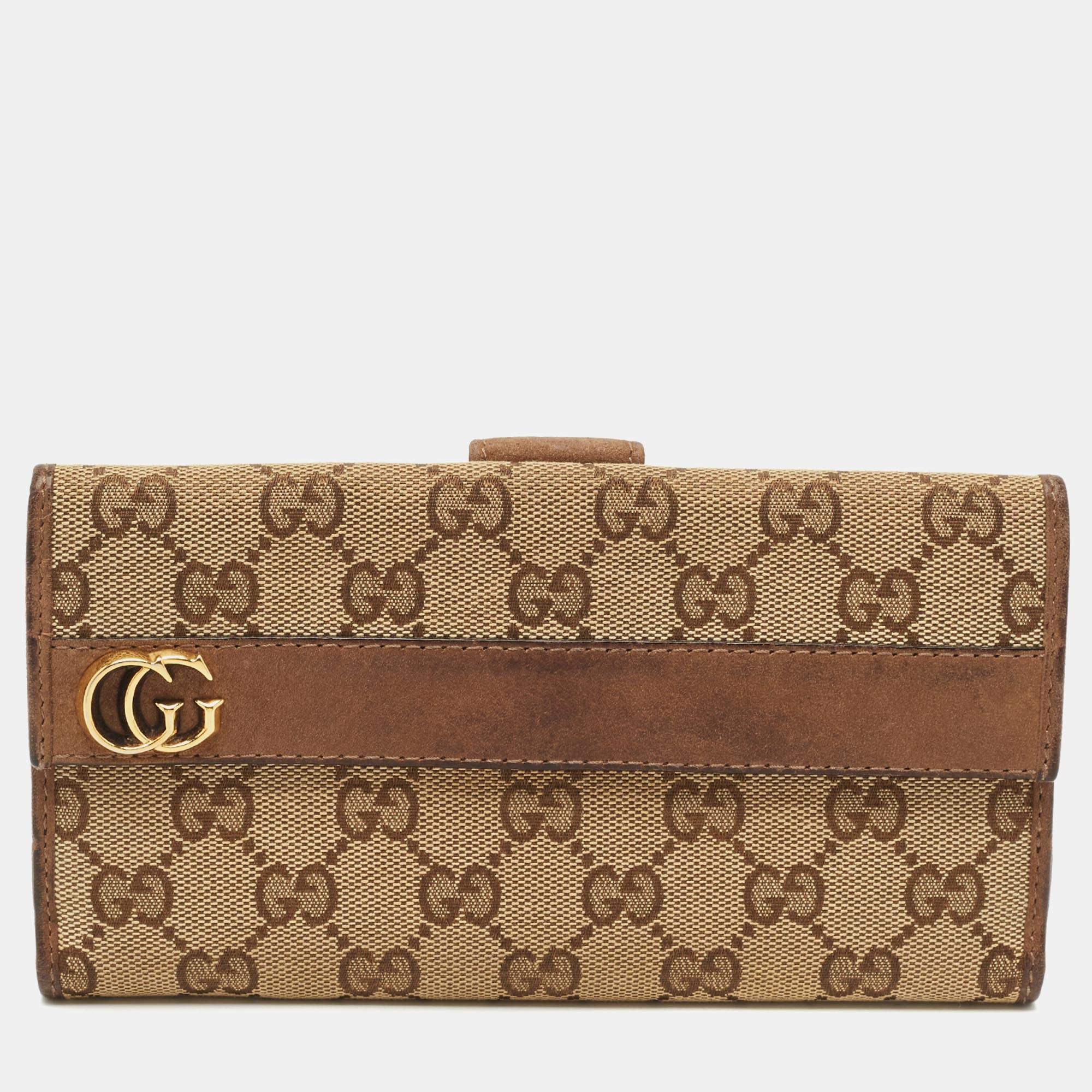 Gucci Beige GG Canvas Double G Continental Wallet