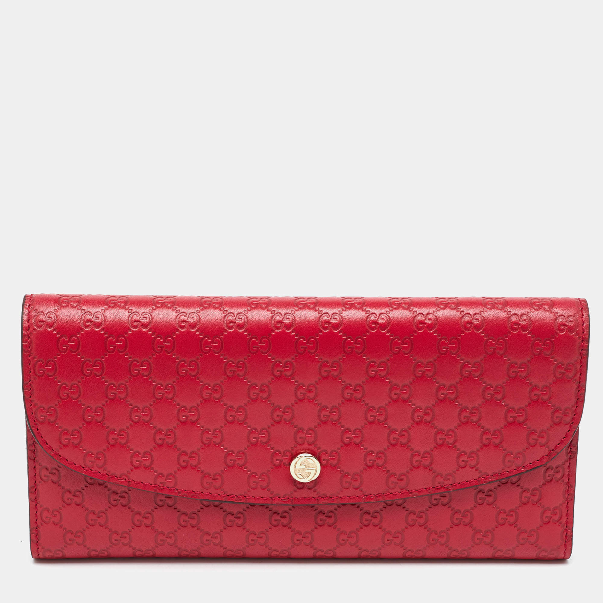 Gucci Red Microguccissima Leather Flap Continental Wallet