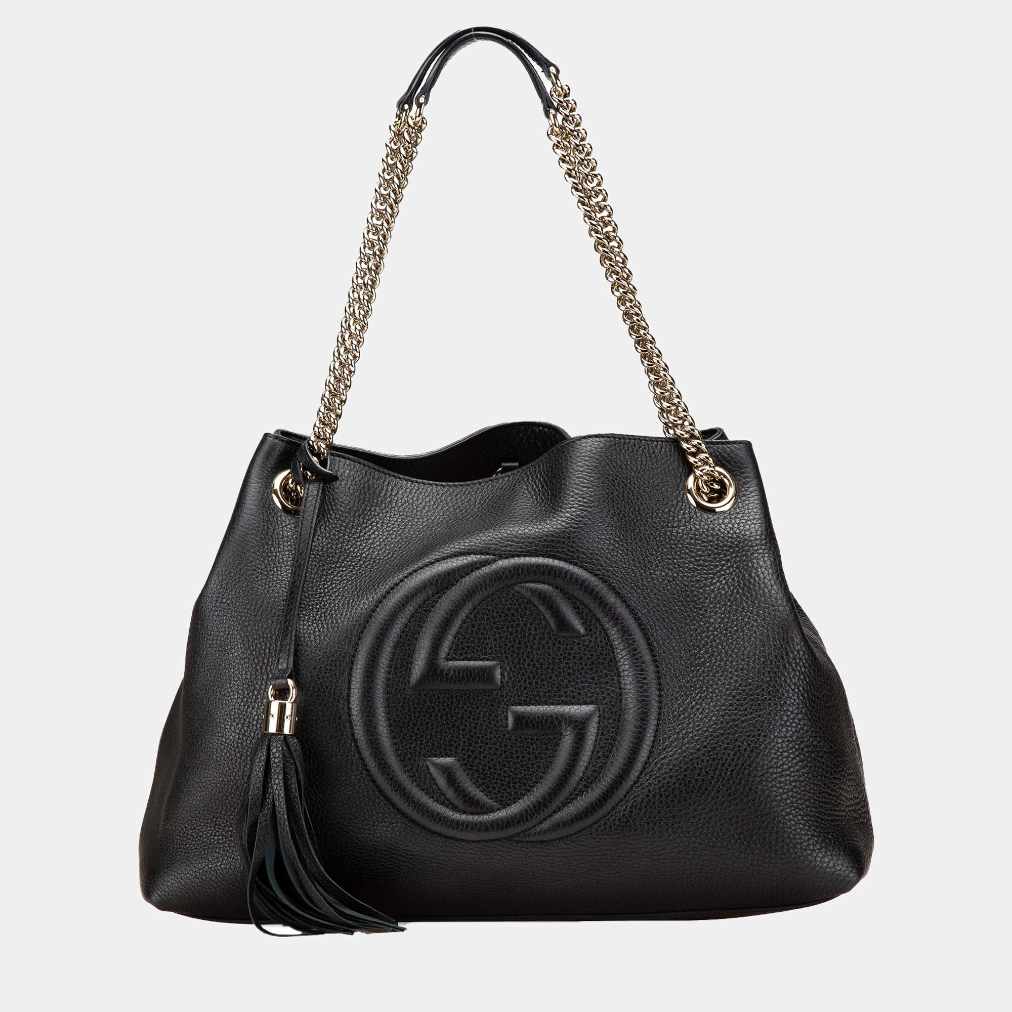 Gucci Black Medium Leather Soho Chain Tote