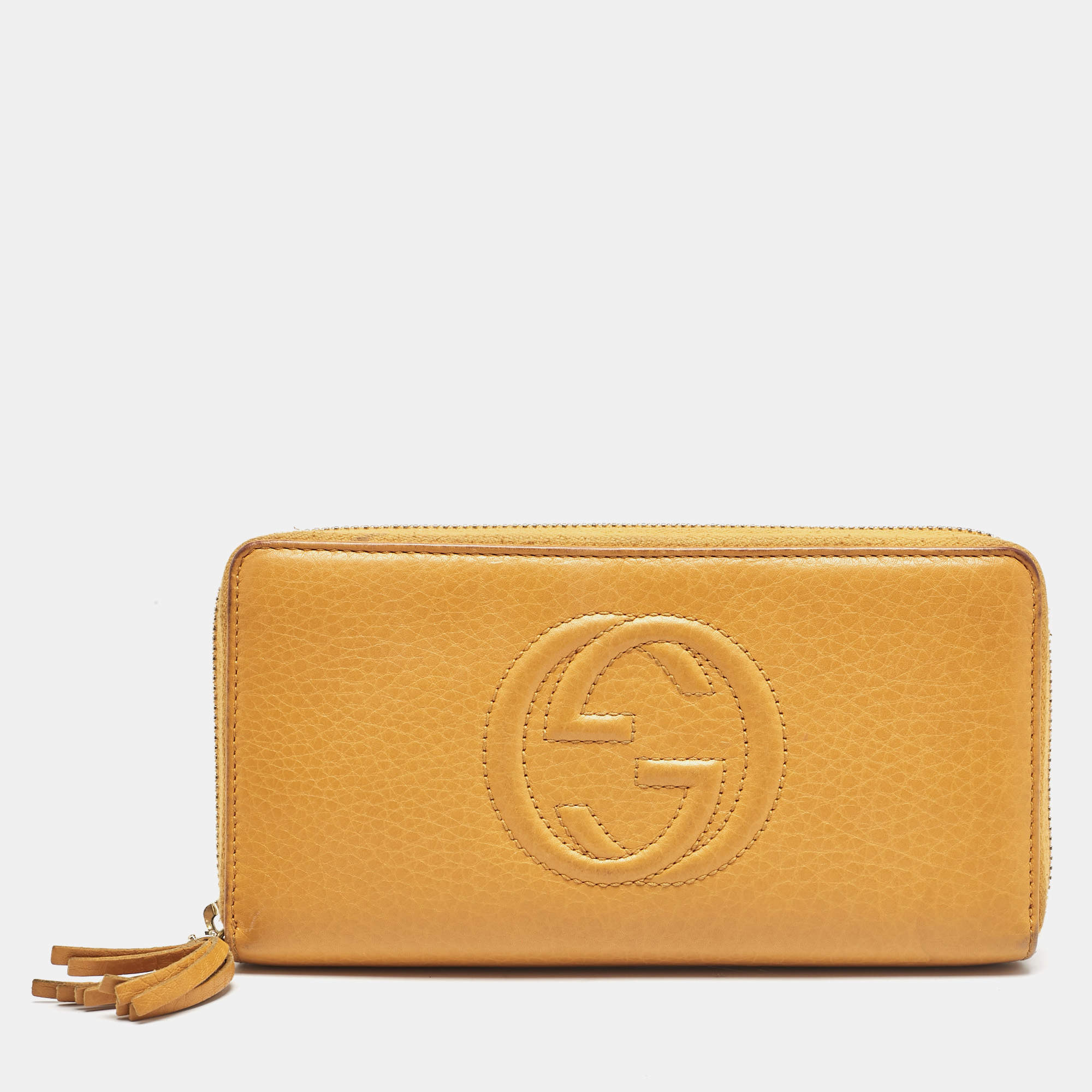 Gucci Orange Leather Soho Zip Continental Wallet