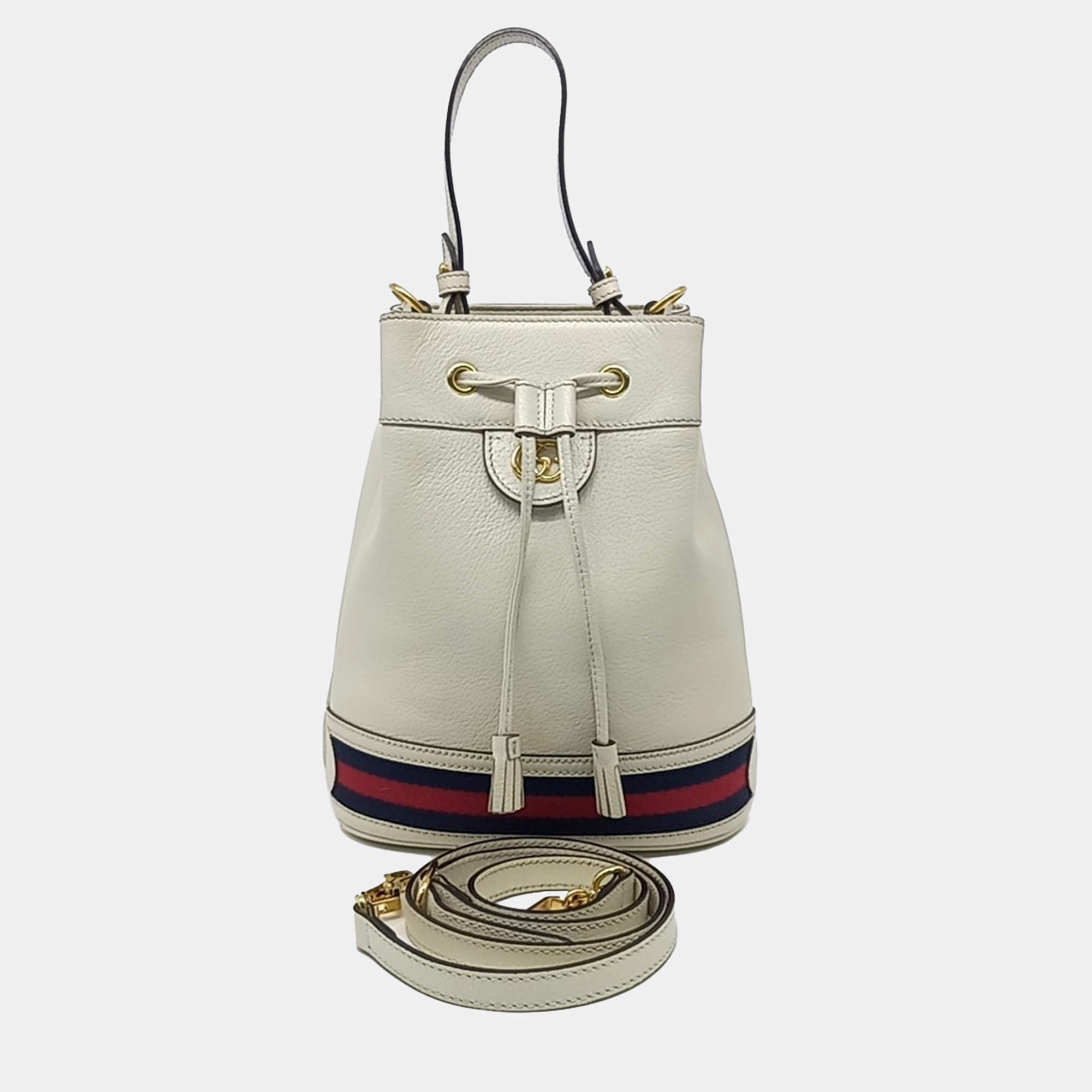 Gucci Cream Leather Ophidia small bucket bag