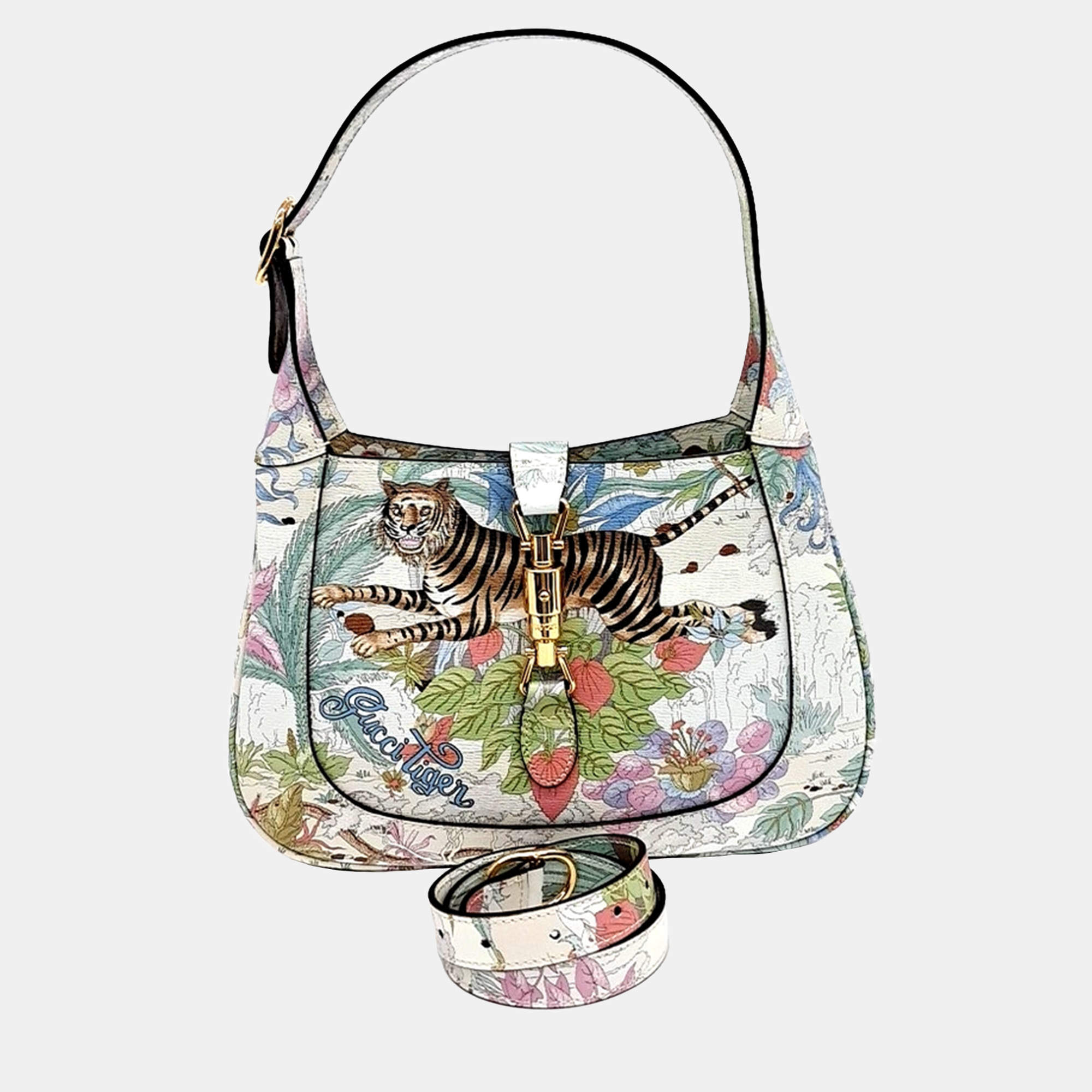 Pre Owned Gucci Jackie 1961 Tiger Small Hobo Bag