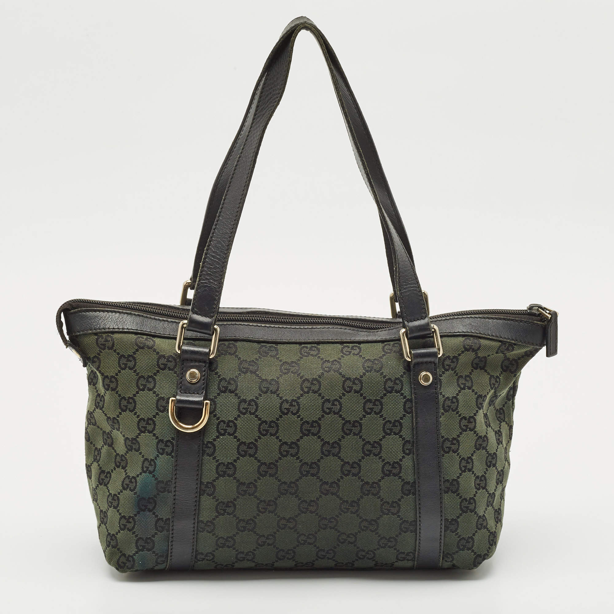 Gucci Green GG Canvas Abbey D-Ring Tote