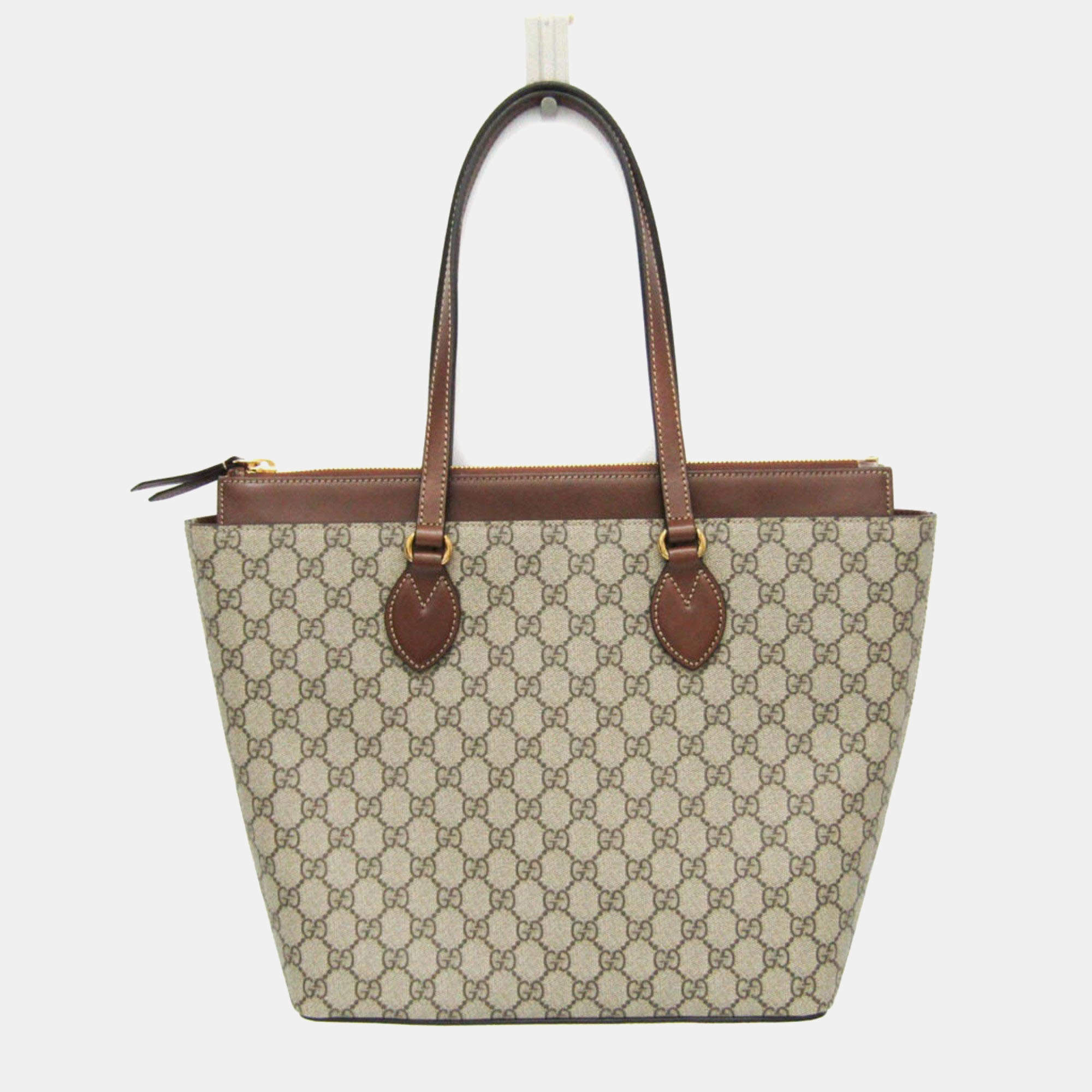 Gucci Beige Brown GG Supreme Tote Bag