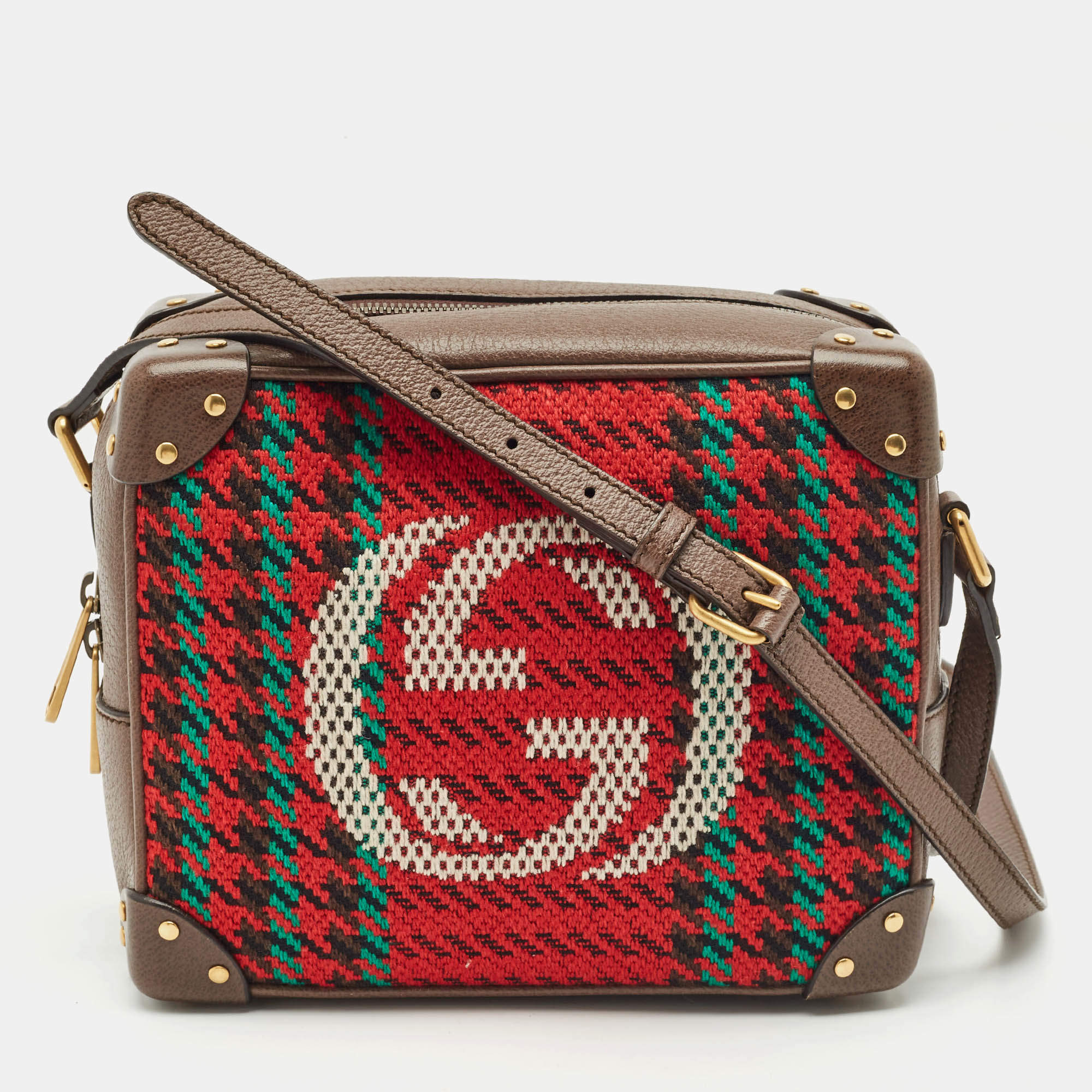 Gucci Multicolor Leather and Tweed Trunk Case Bag