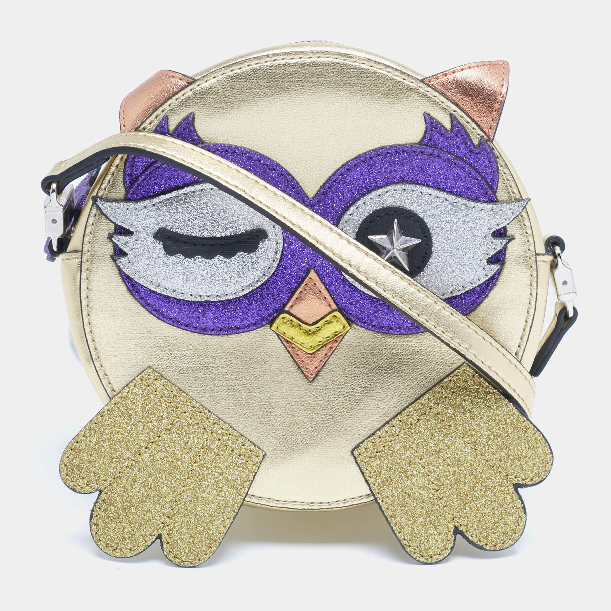 مملوكة مسبقًا حقيبة غوتشي كروس بودي بومة حصرية للشرق الأوسط جلد ولامع ذهبي