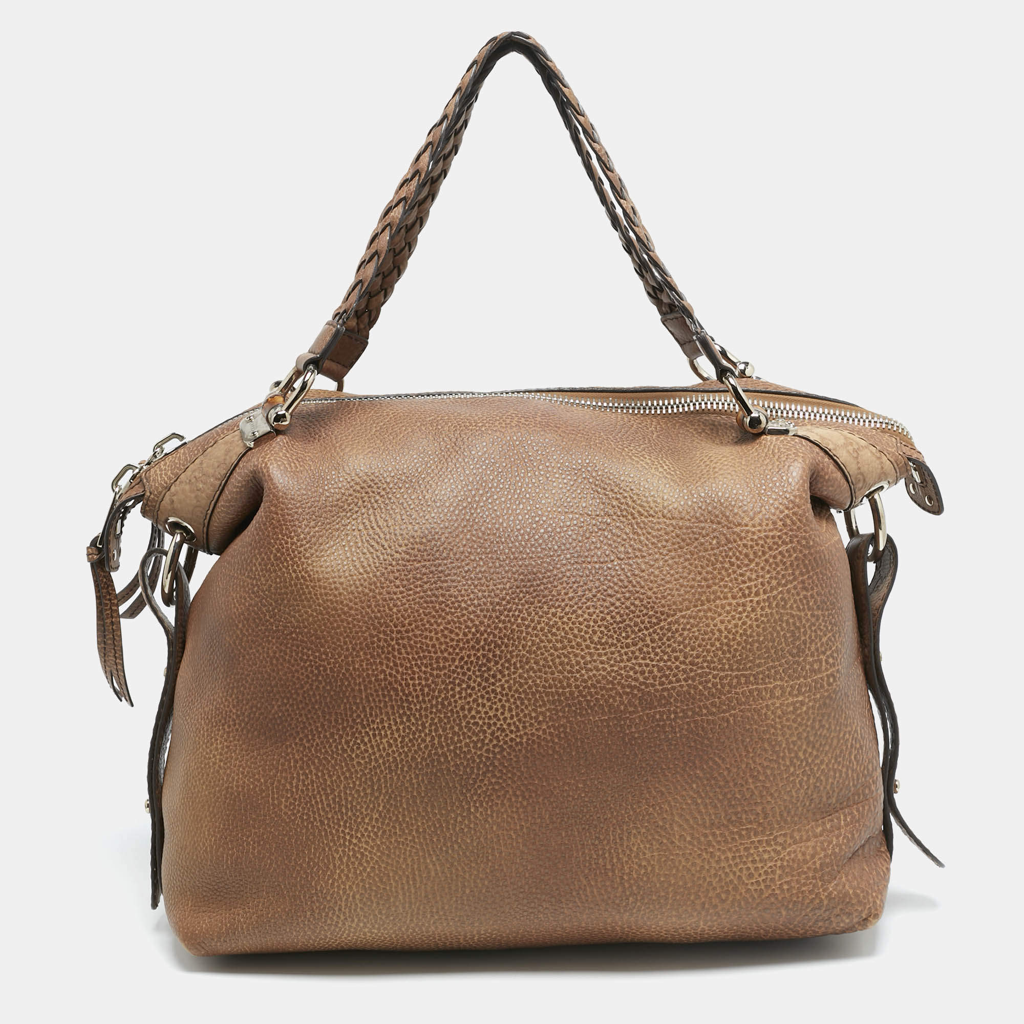 مملوكة مسبقًا Gucci Brown Leather Large Bamboo Bar Shoulder Bag