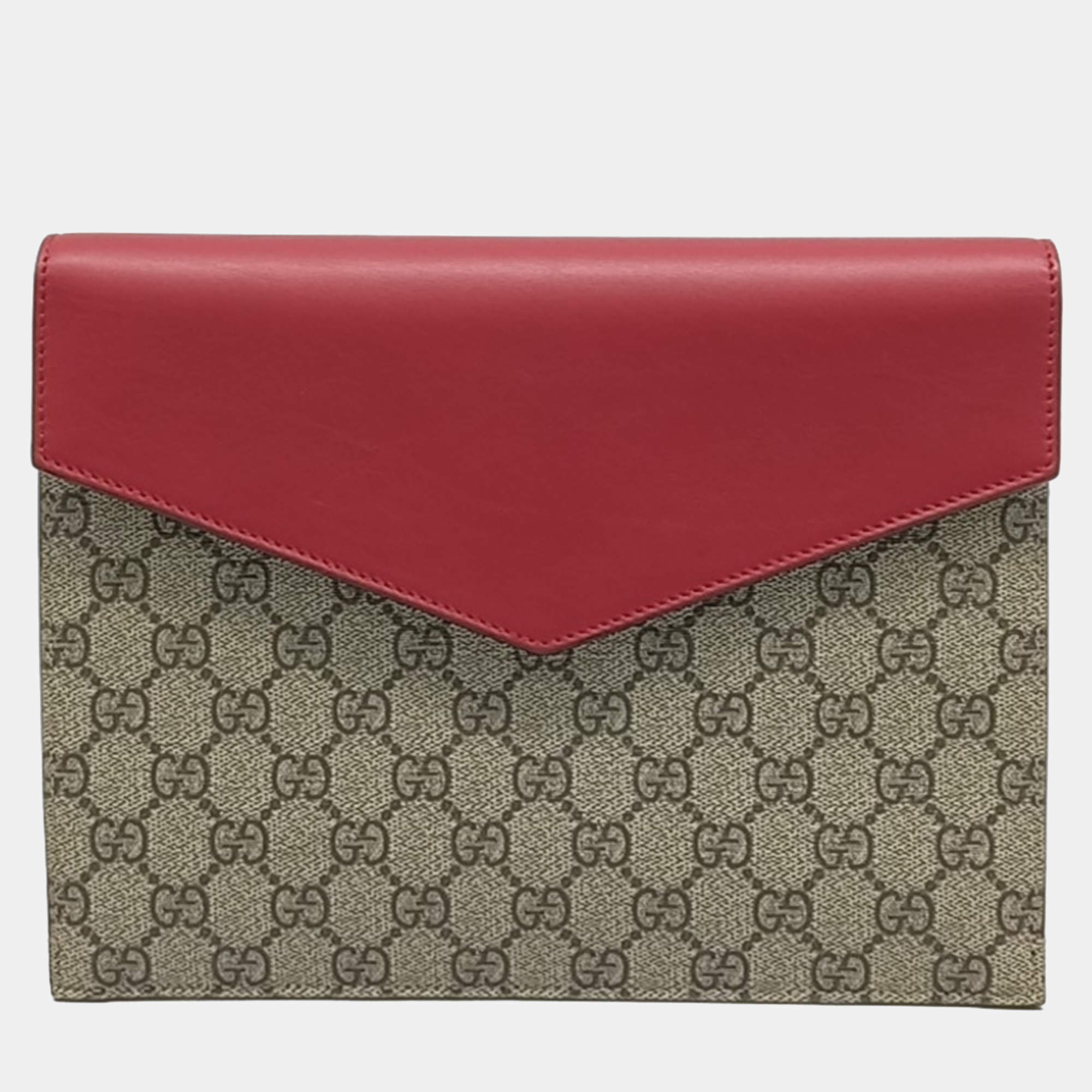 Gucci Beige Red PVC Clutch