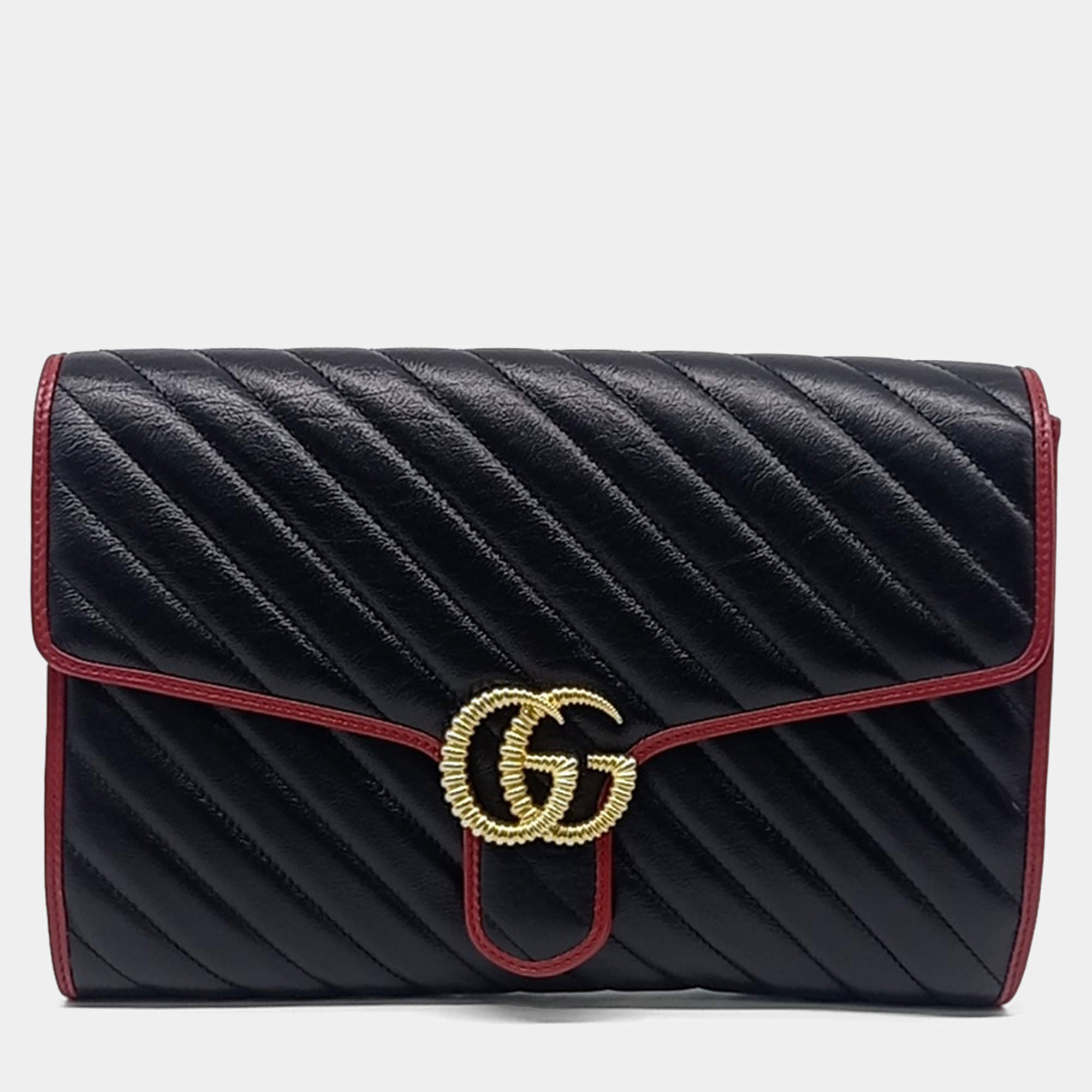 Gucci Black Leather Marmont Clutch