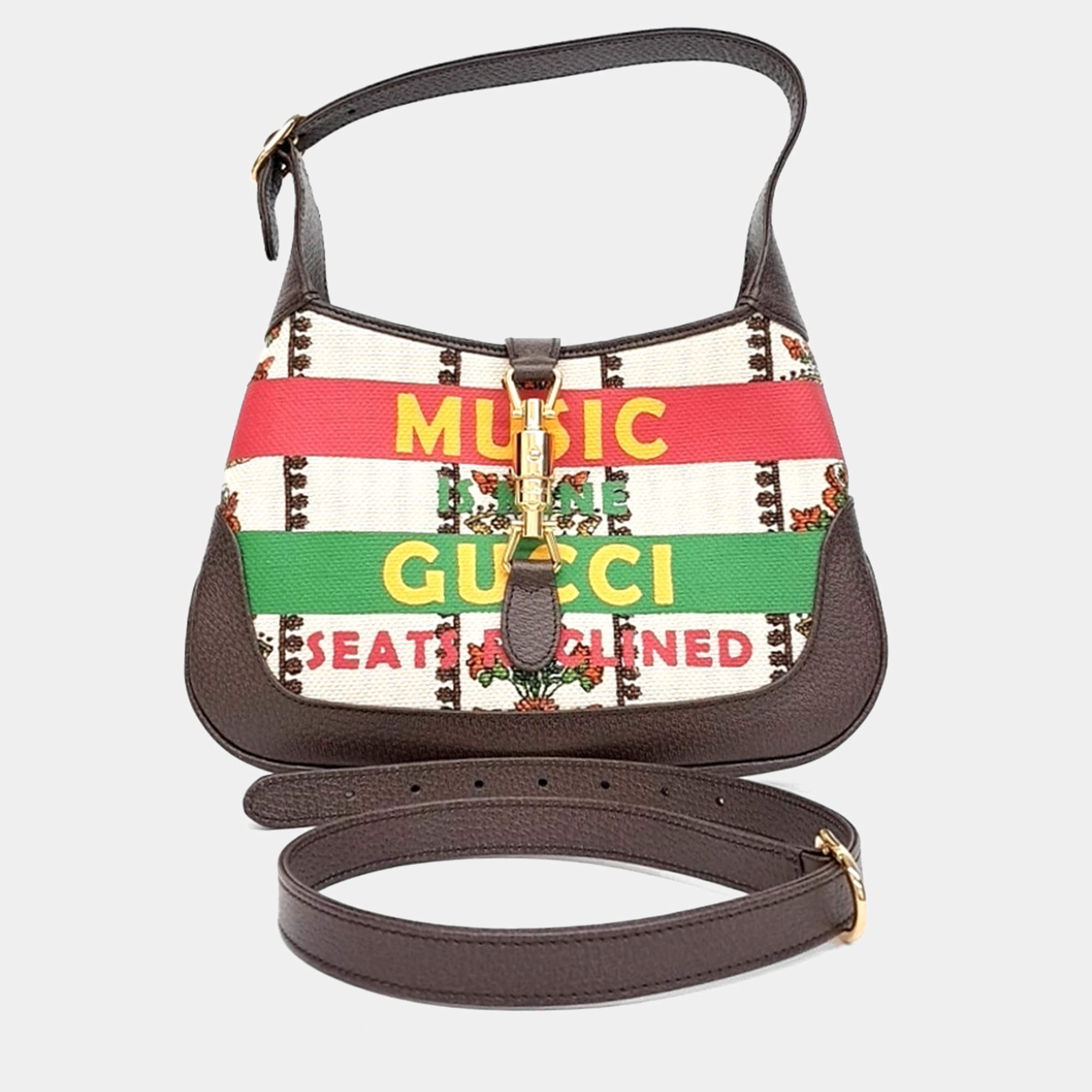Gucci Multicolor Canvas and Leather Jackie 1961 Small Hobo Bag