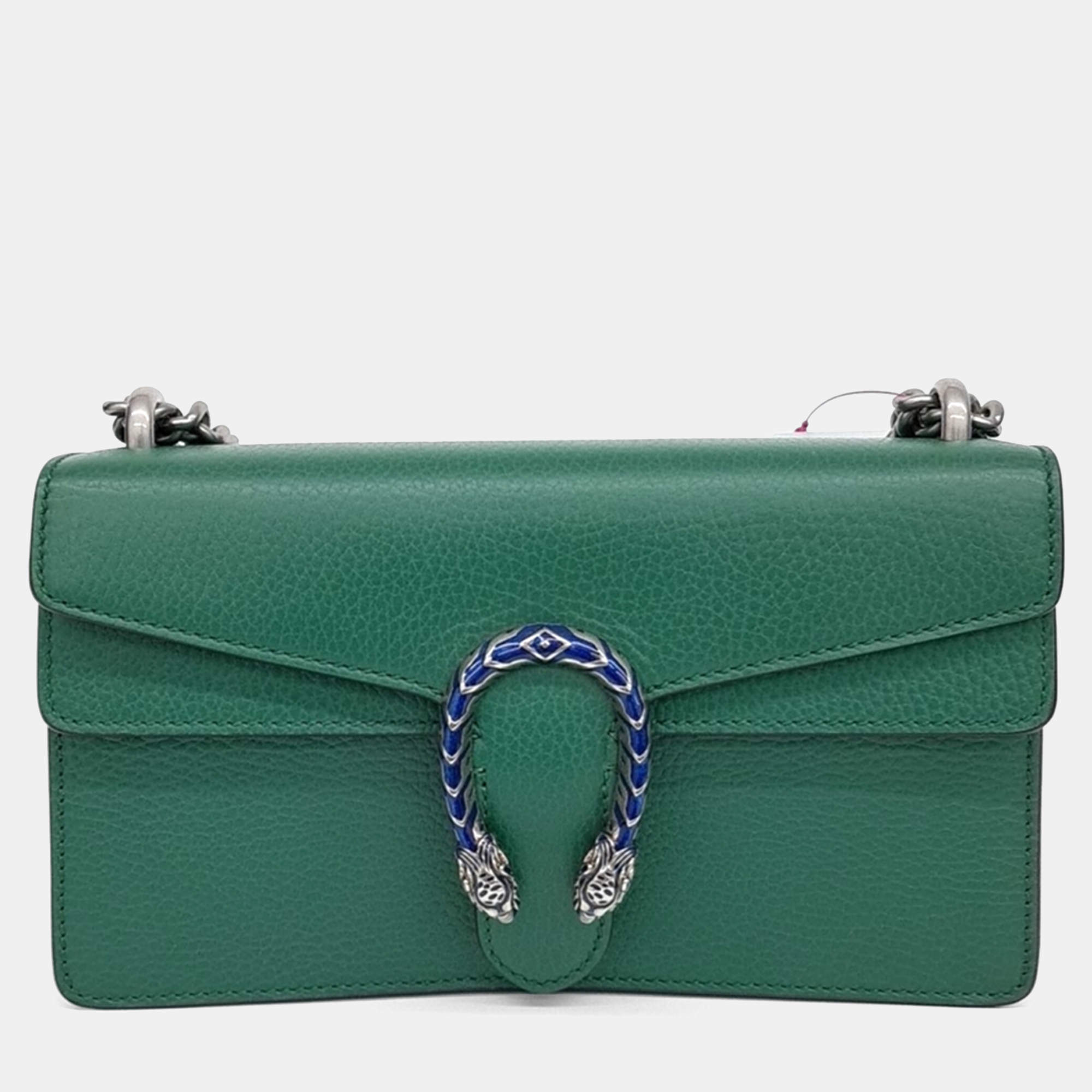Gucci Green Leather Dionysus Chain Shoulder Bag