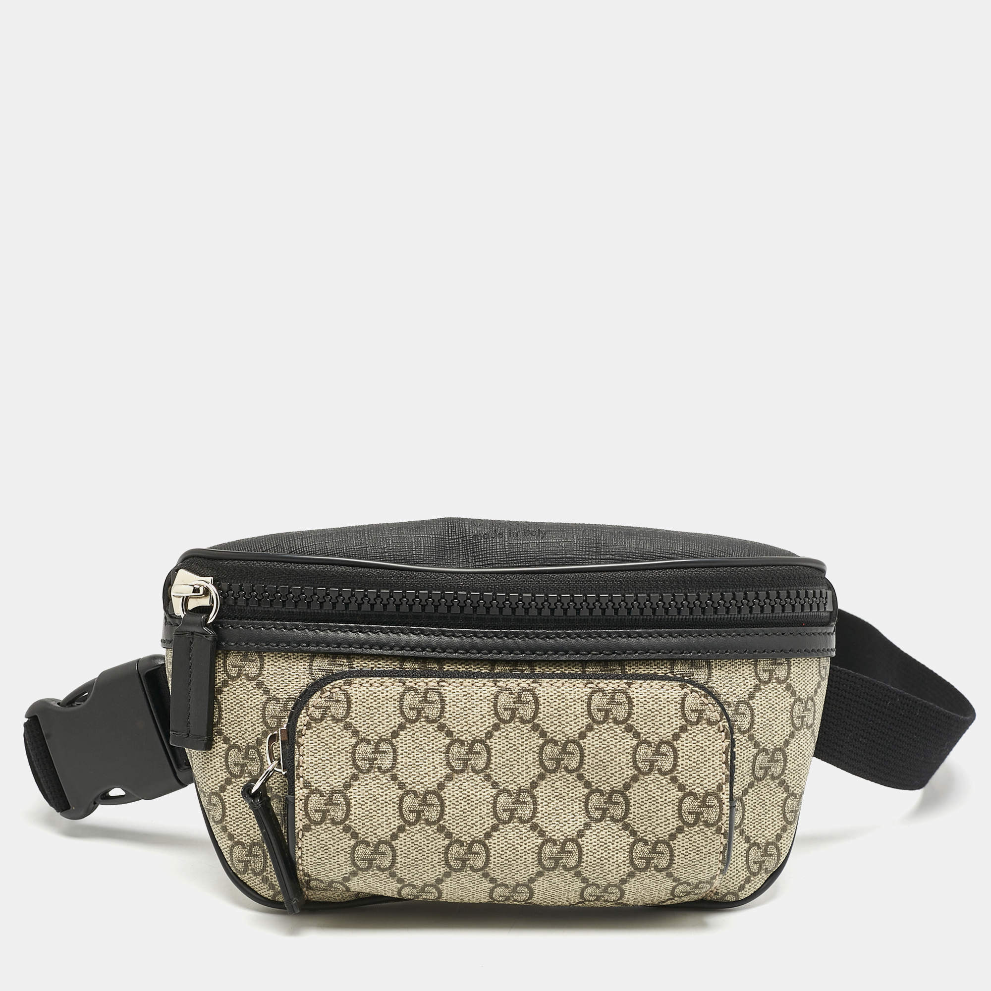 Pre Owned Gucci Beige/Black GG Supreme Canvas Belt Bag