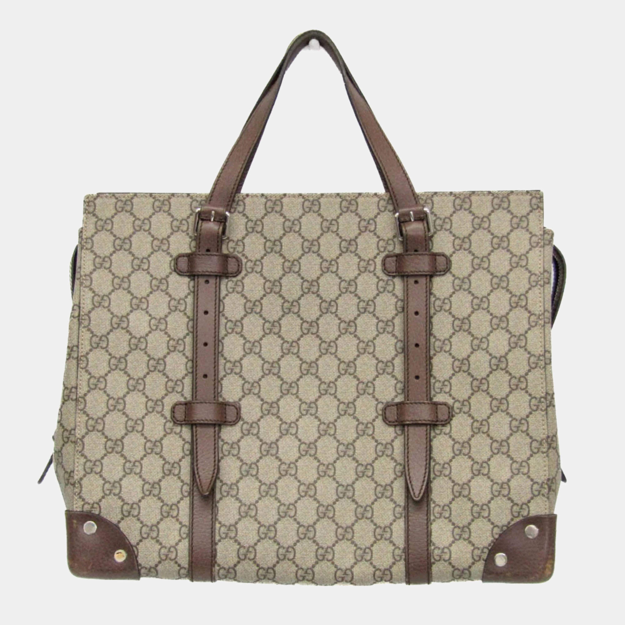 Pre Owned Gucci Brown Canvas GG Supreme Tote Bag