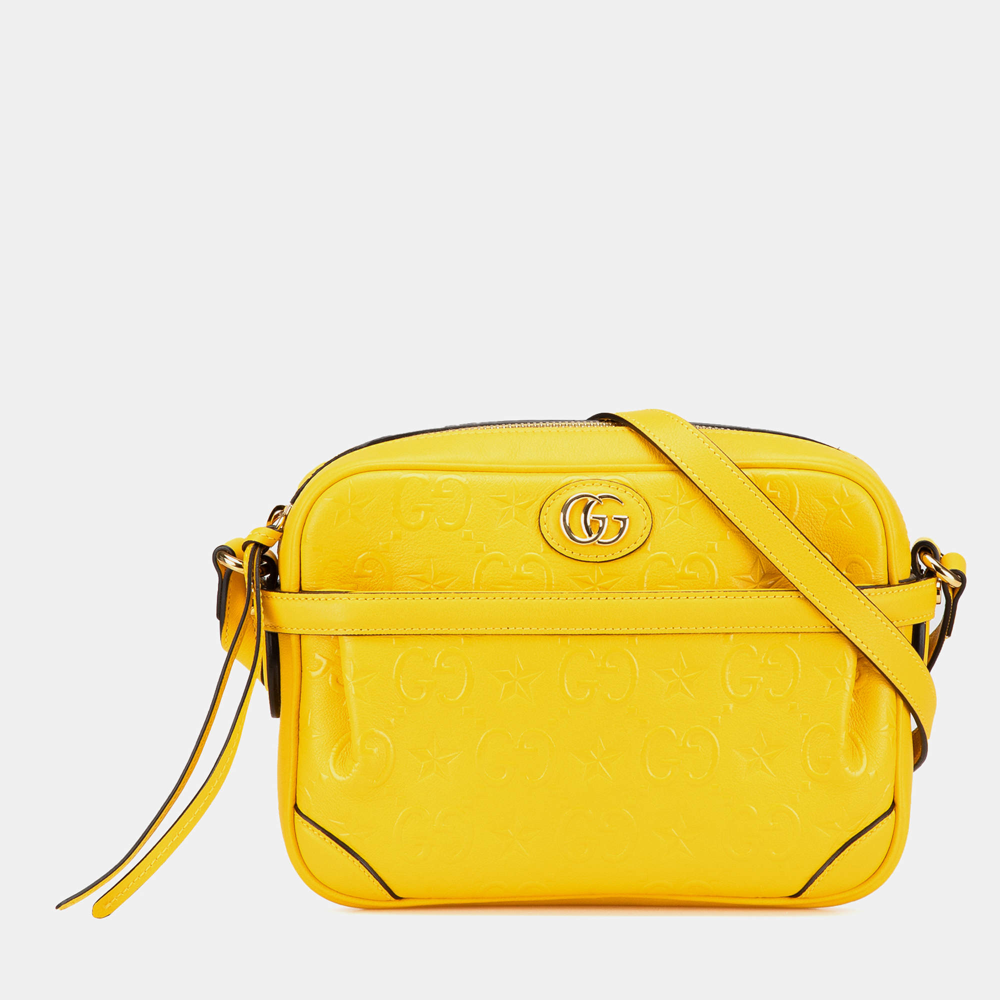 Gucci Yellow Leather GG Star Embossed Crossbody