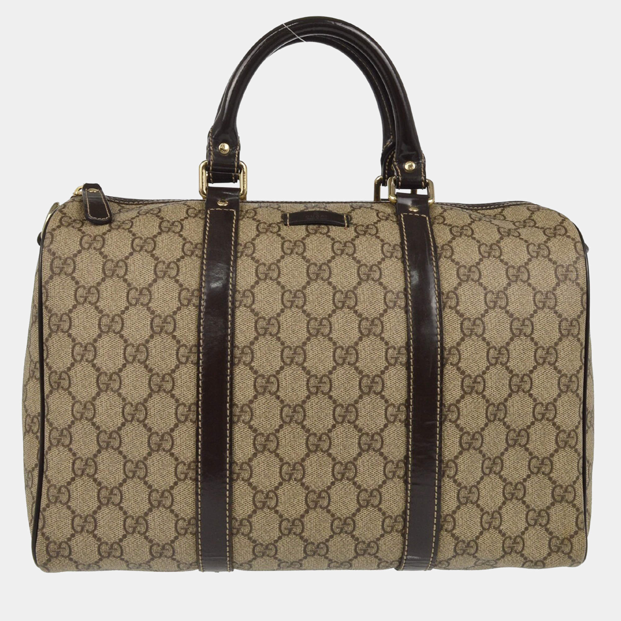 Gucci Gray Brown GG Supreme Duffle Bag