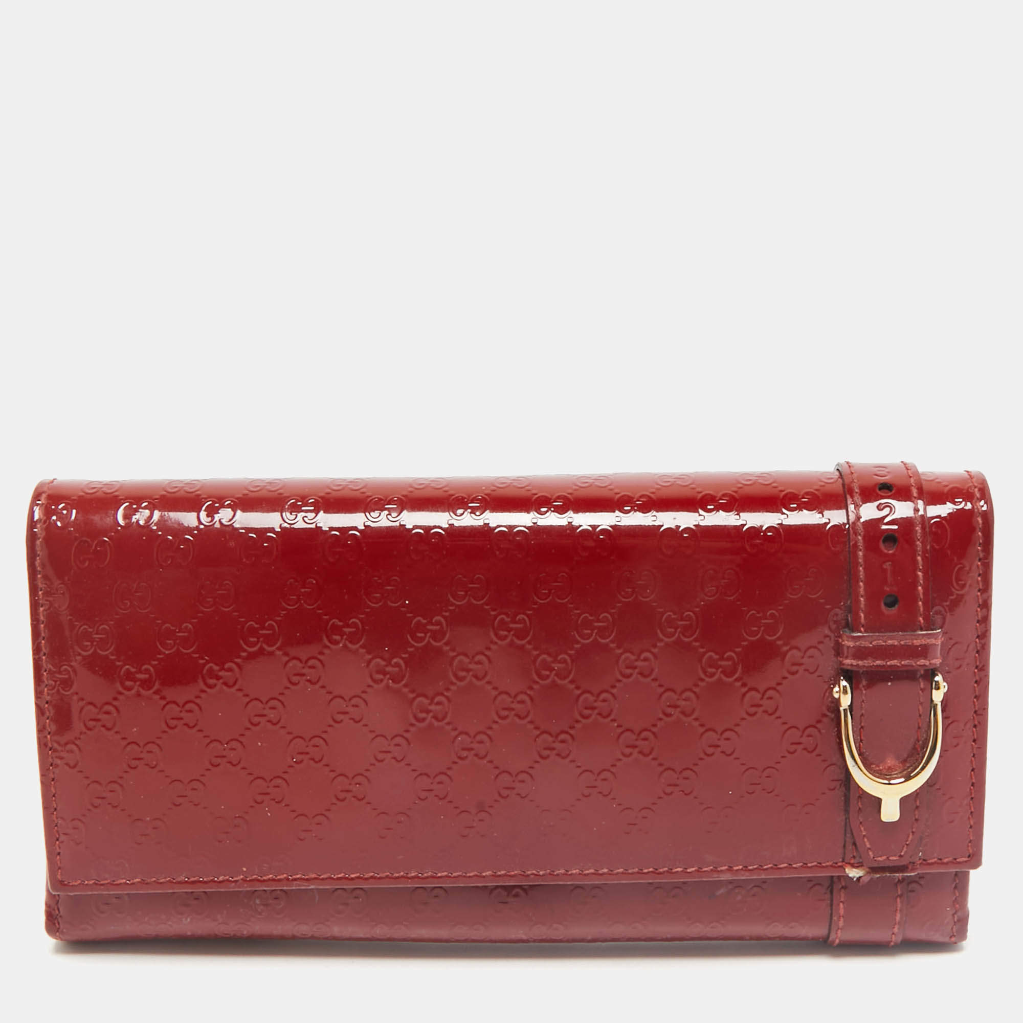 Gucci Red Microguccissima Patent Leather Nice Continental Wallet