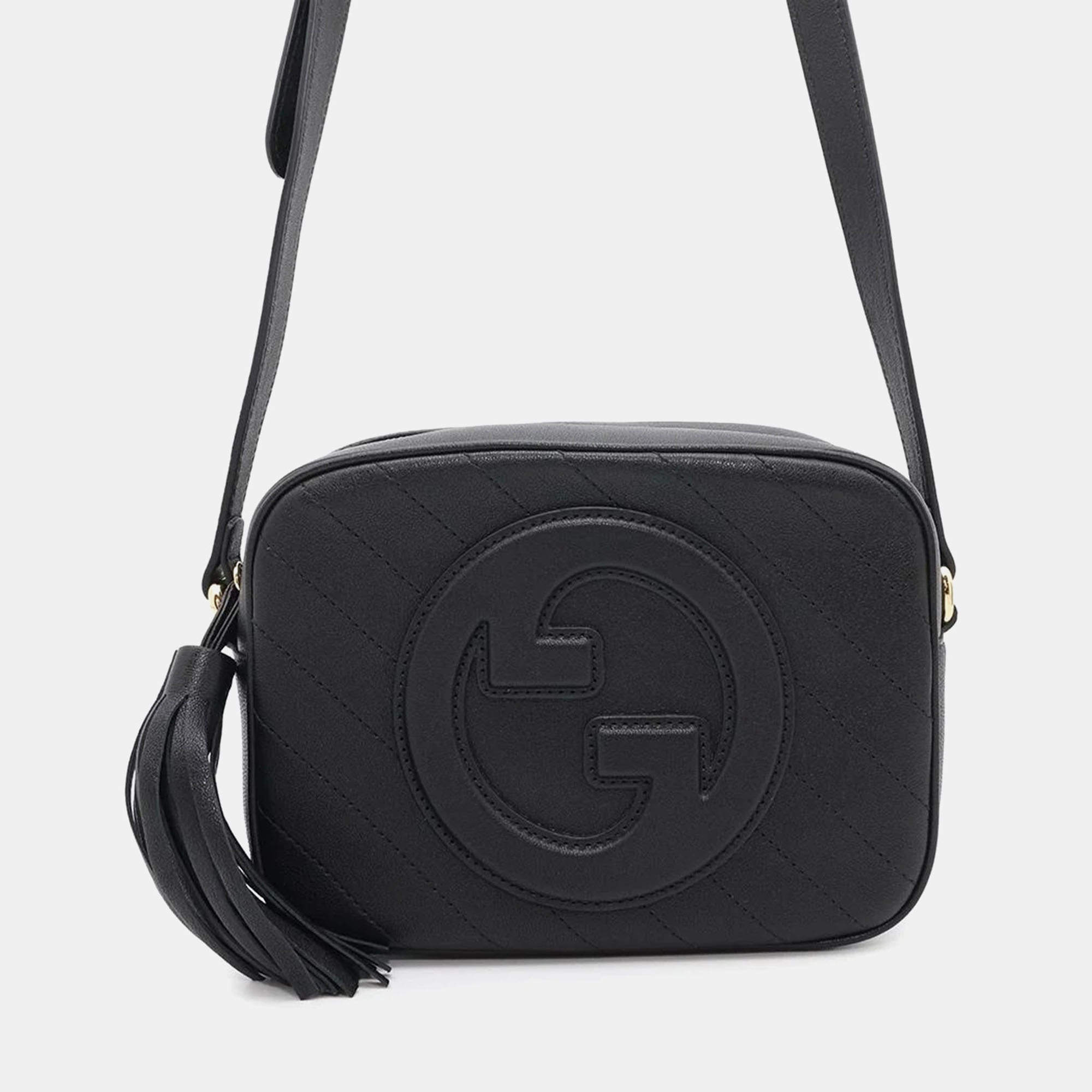 Gucci Black Leather Blondie Shoulder Bag Size Small
