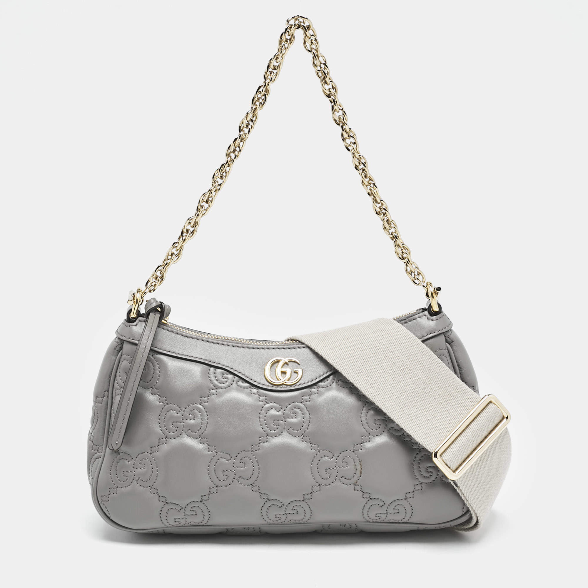 Gucci Grey GG Matelasse Leather Small Shoulder Bag