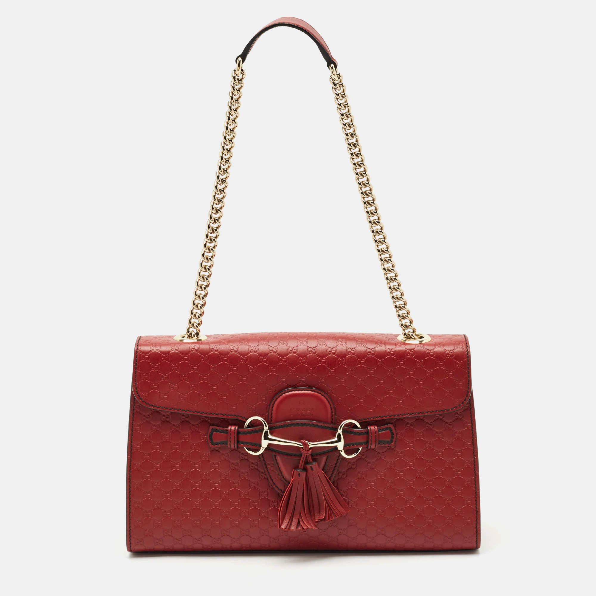 Gucci Red Microguccissima Leather Medium Emily Chain Shoulder Bag